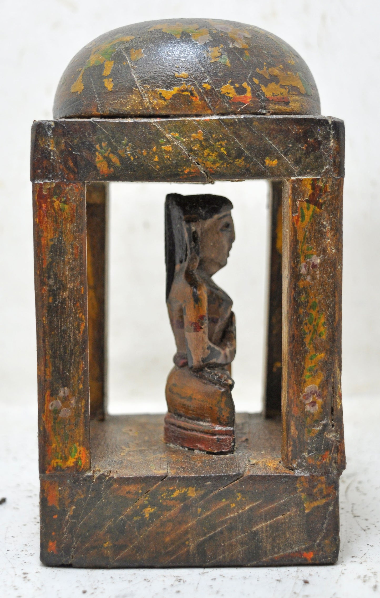 Antique Wooden Lord Mahaveer Idol Figurine Original Old Hand Carved