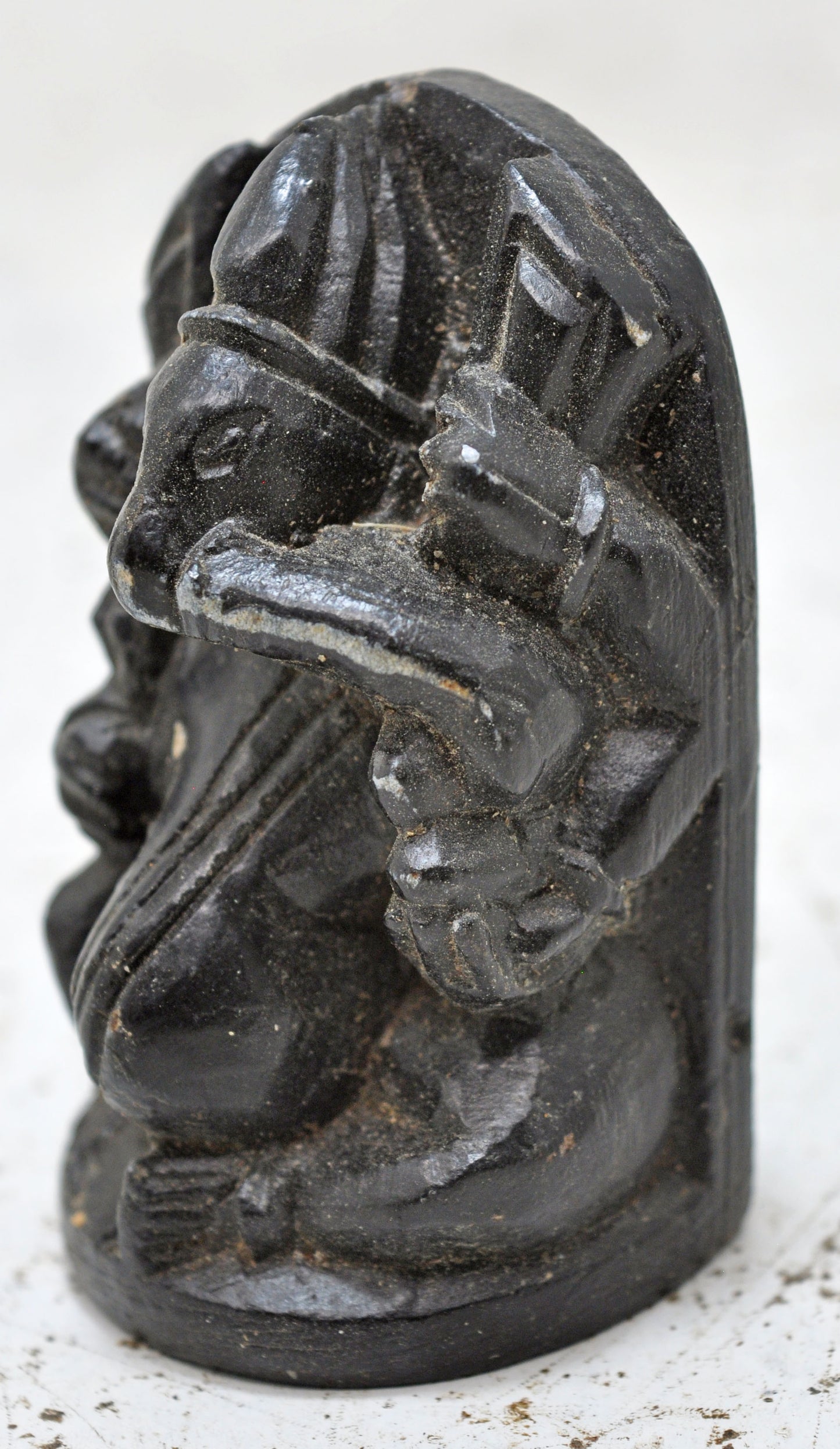 Antique Black Stone God Ganesha Idol Figurine Original Old Very Fine Hand Carved