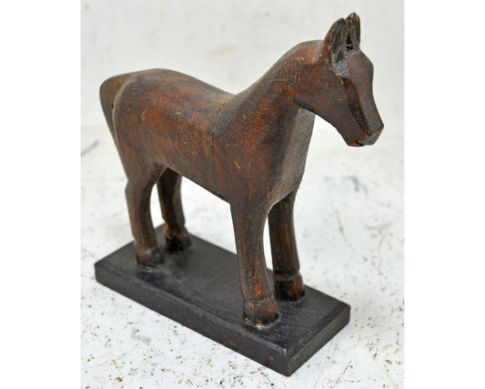 Vintage Wooden Small Horse Figurine Original Old Hand Carved