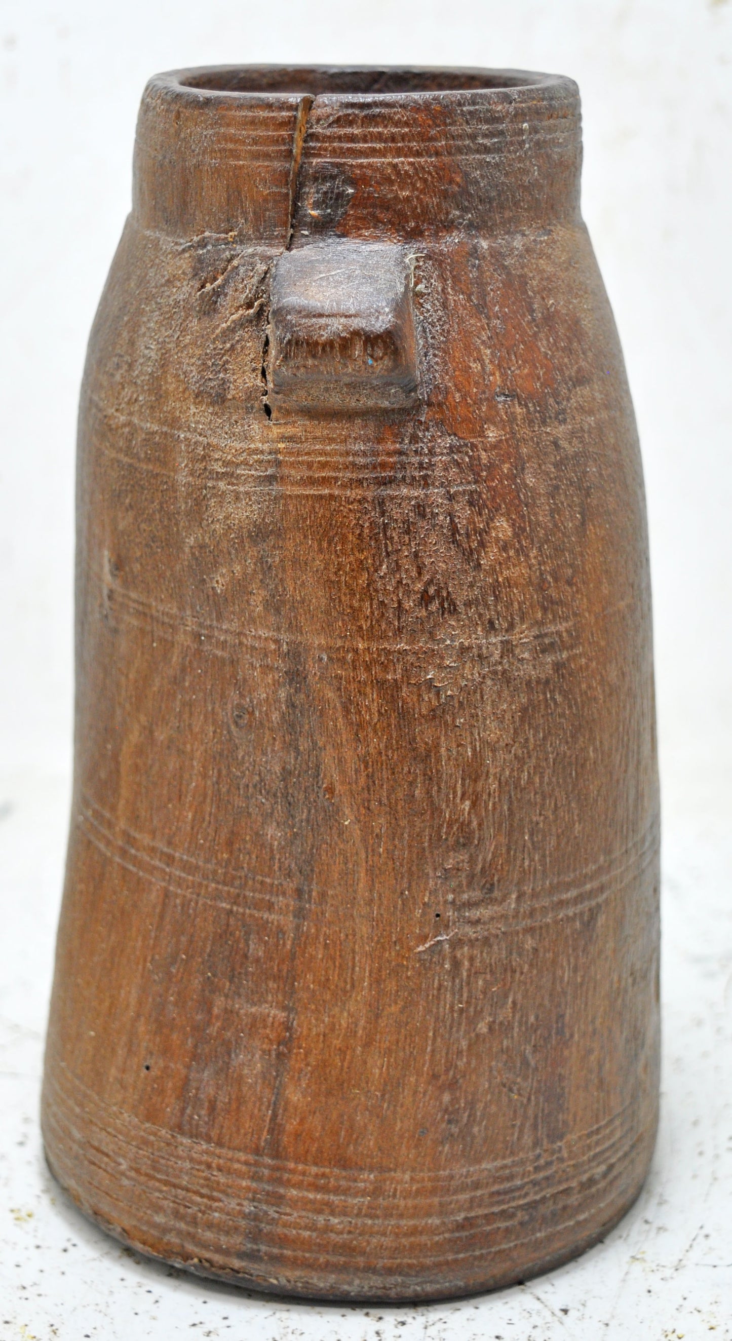 Antique Wooden Himalayan Water Pot Original Old Hand Carved