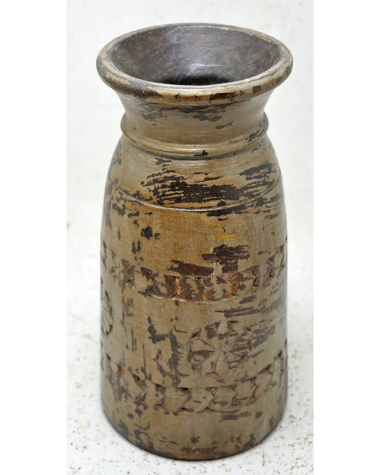 Antique Wooden Himalayan Water Pot Original Old Hand Carved