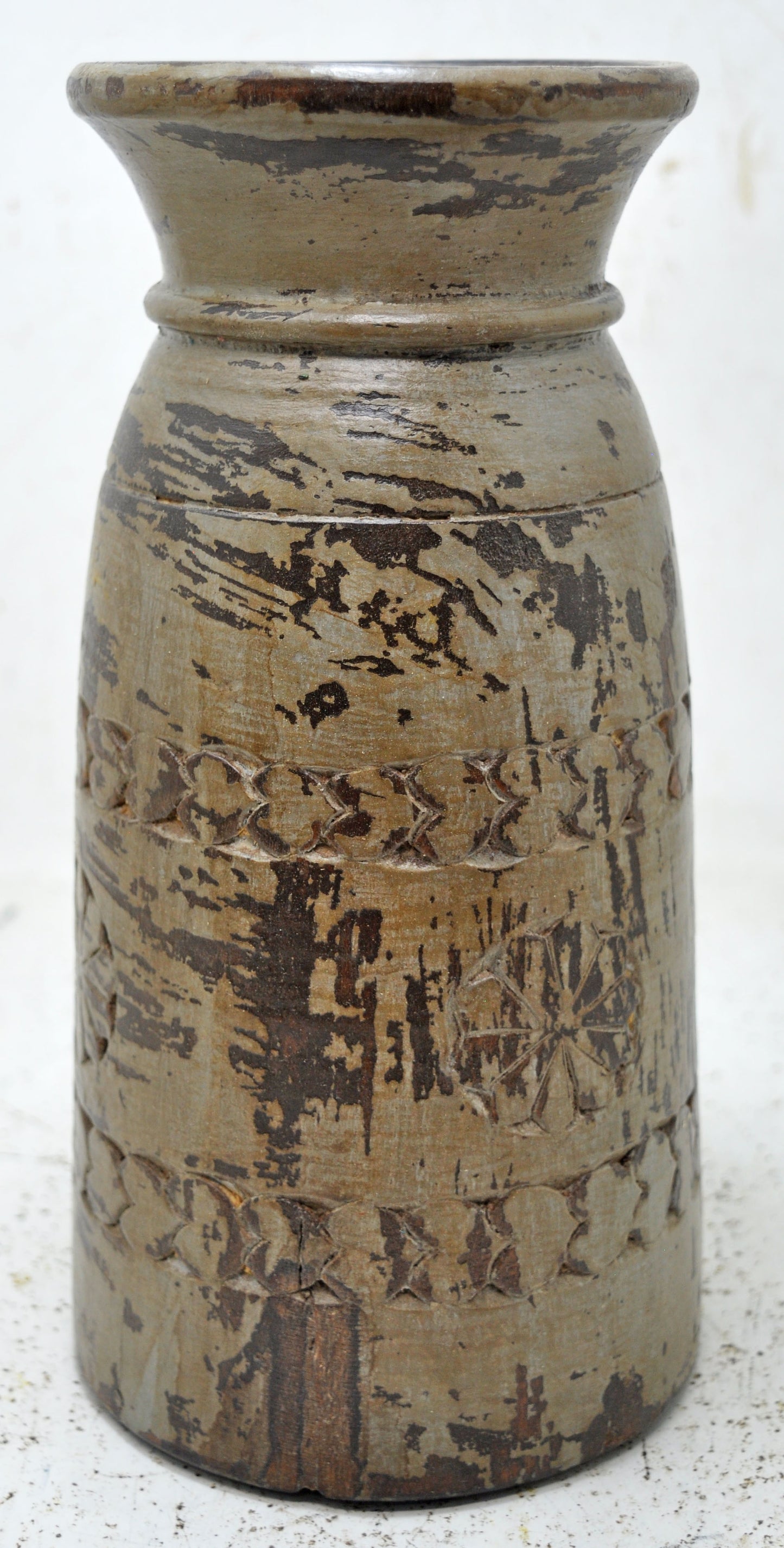 Antique Wooden Himalayan Water Pot Original Old Hand Carved