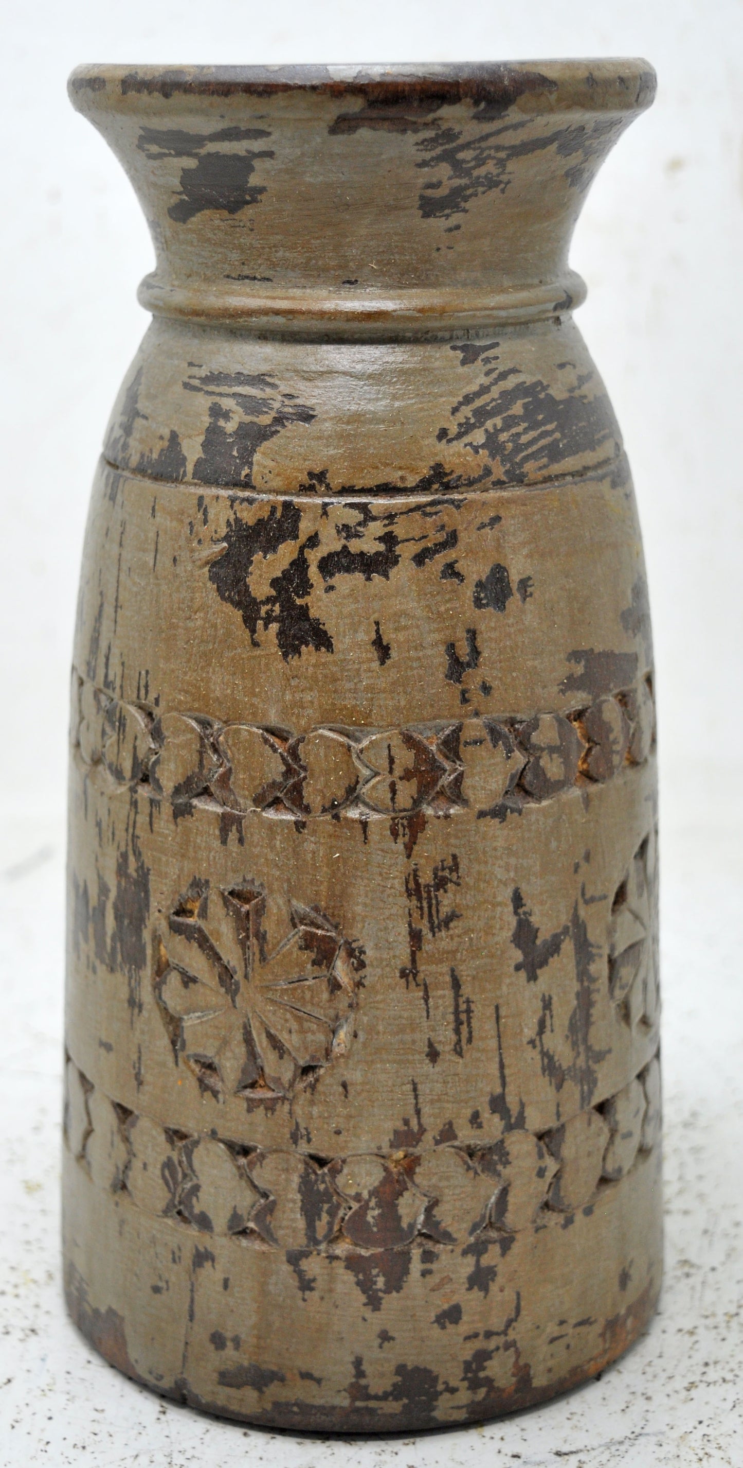 Antique Wooden Himalayan Water Pot Original Old Hand Carved