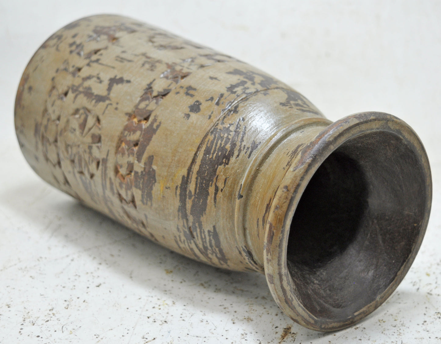 Antique Wooden Himalayan Water Pot Original Old Hand Carved