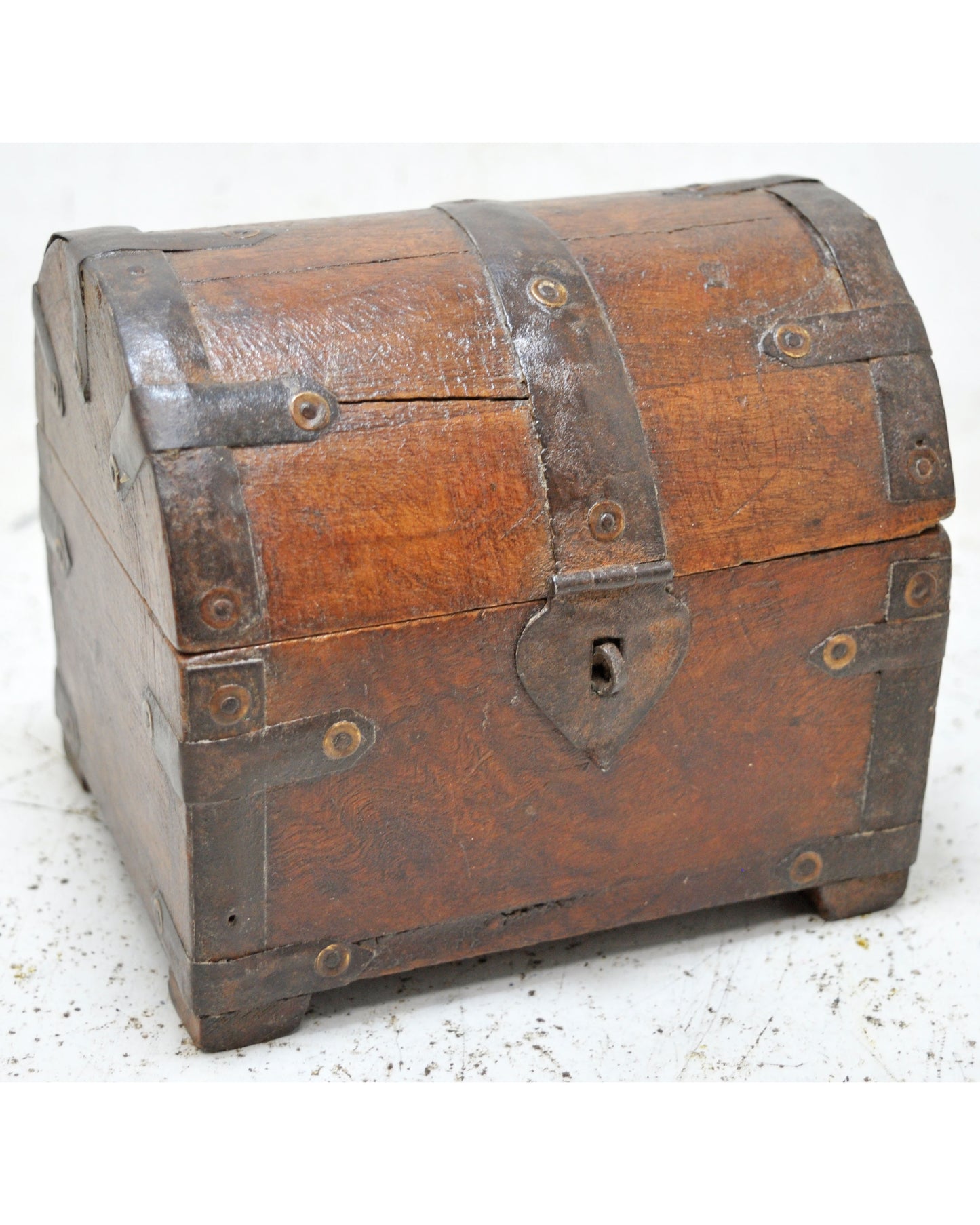 Vintage Wooden Half Round Shaped Storage Box Original Old Hand Crafted