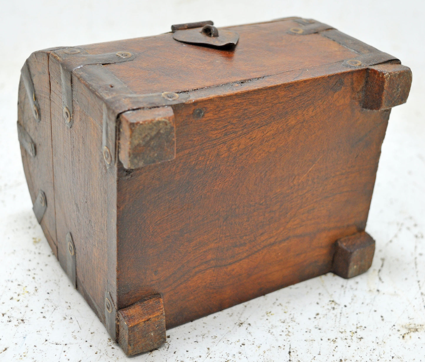 Vintage Wooden Half Round Shaped Storage Box Original Old Hand Crafted