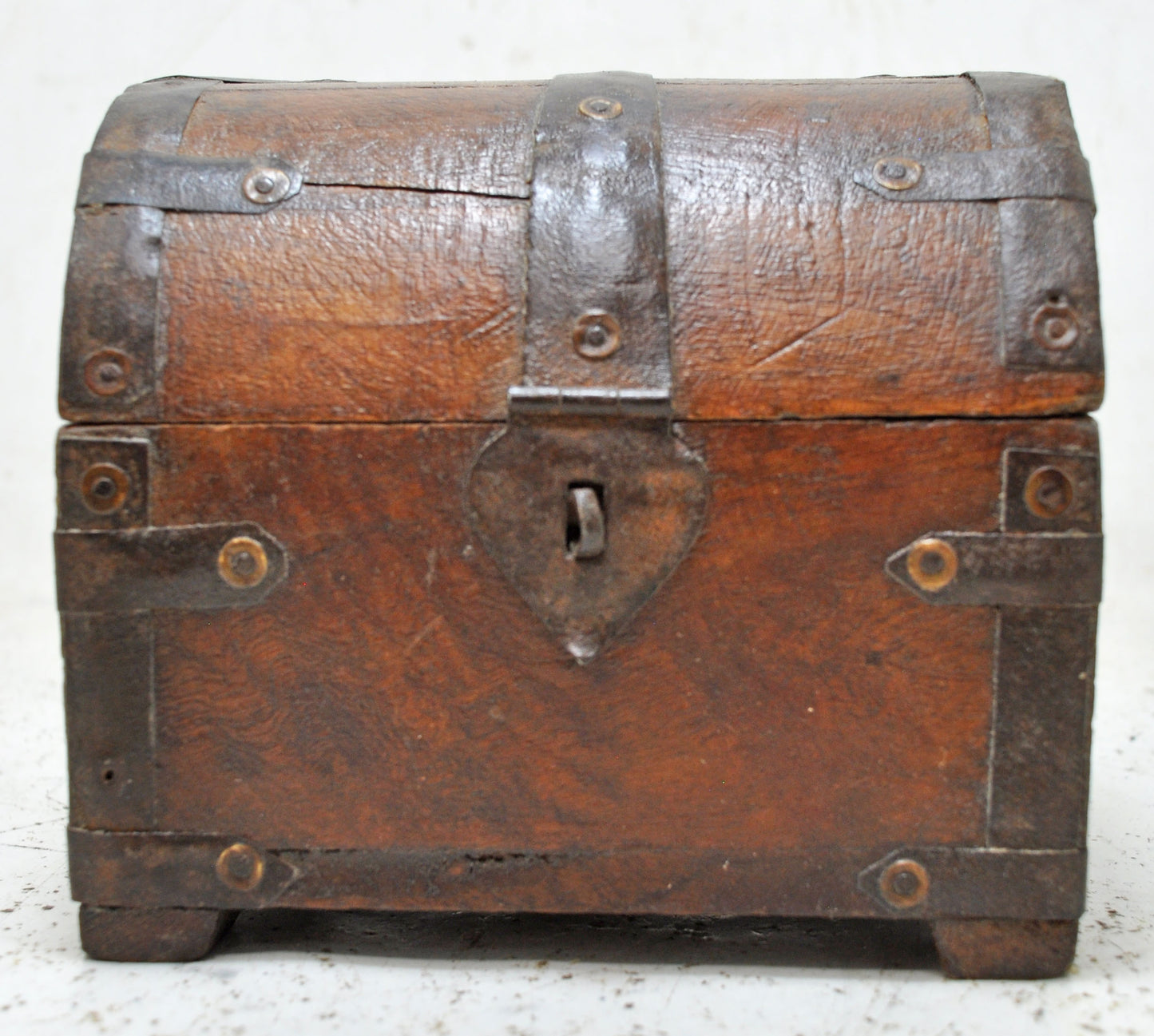 Vintage Wooden Half Round Shaped Storage Box Original Old Hand Crafted