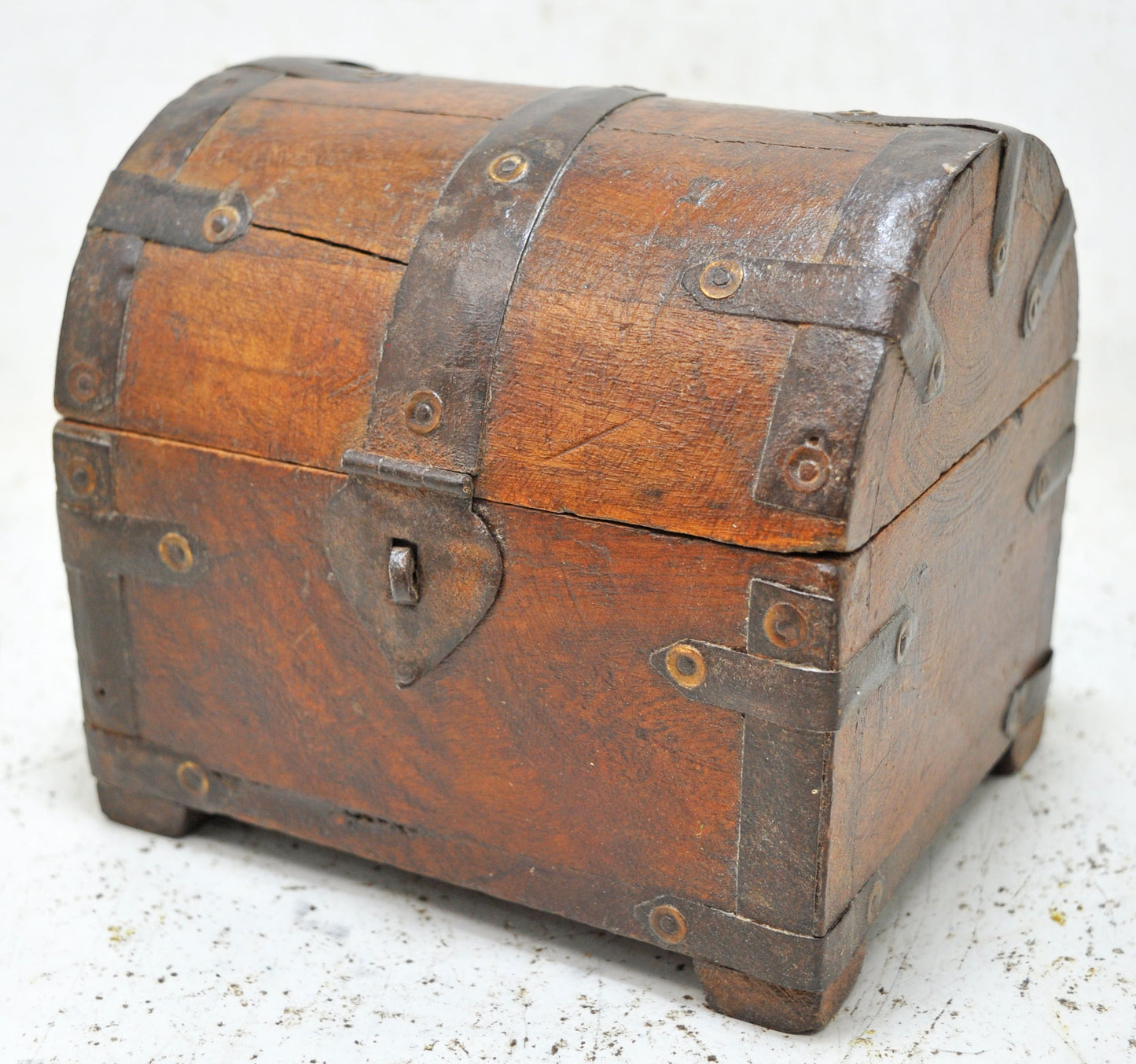 Vintage Wooden Half Round Shaped Storage Box Original Old Hand Crafted