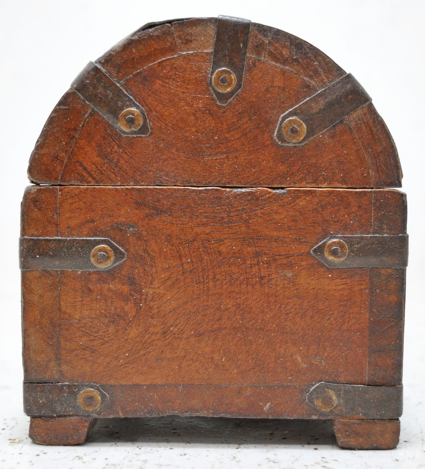 Vintage Wooden Half Round Shaped Storage Box Original Old Hand Crafted