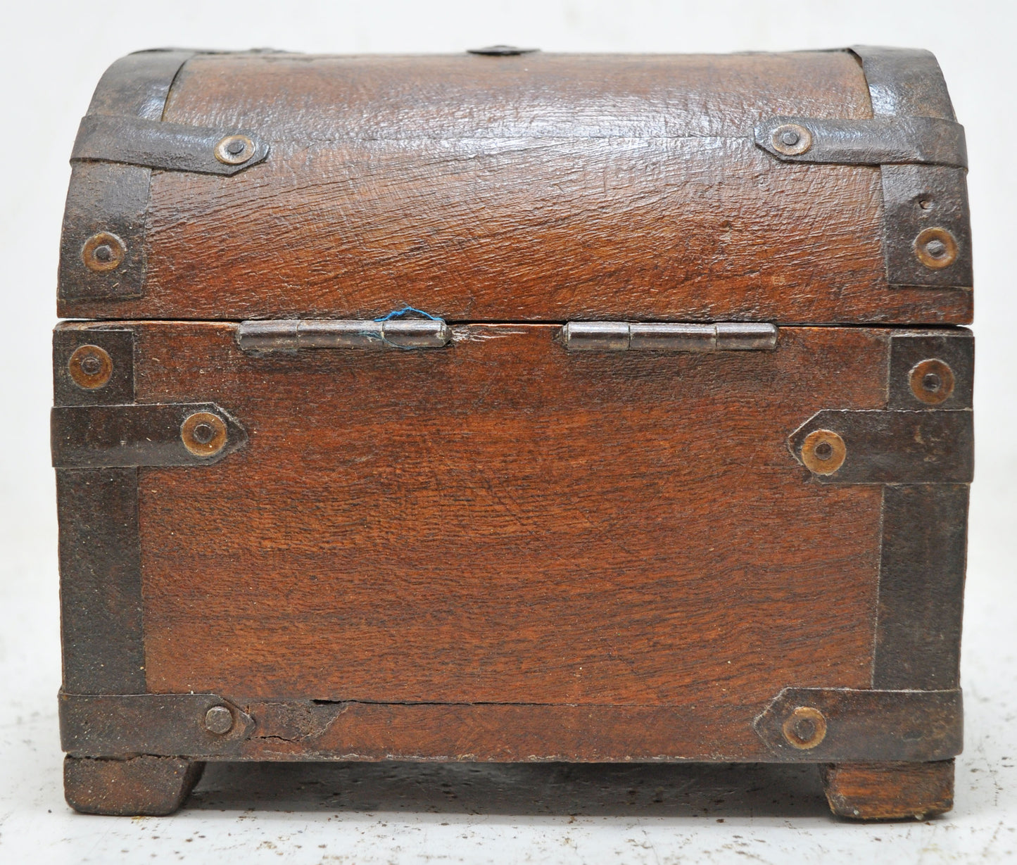 Vintage Wooden Half Round Shaped Storage Box Original Old Hand Crafted