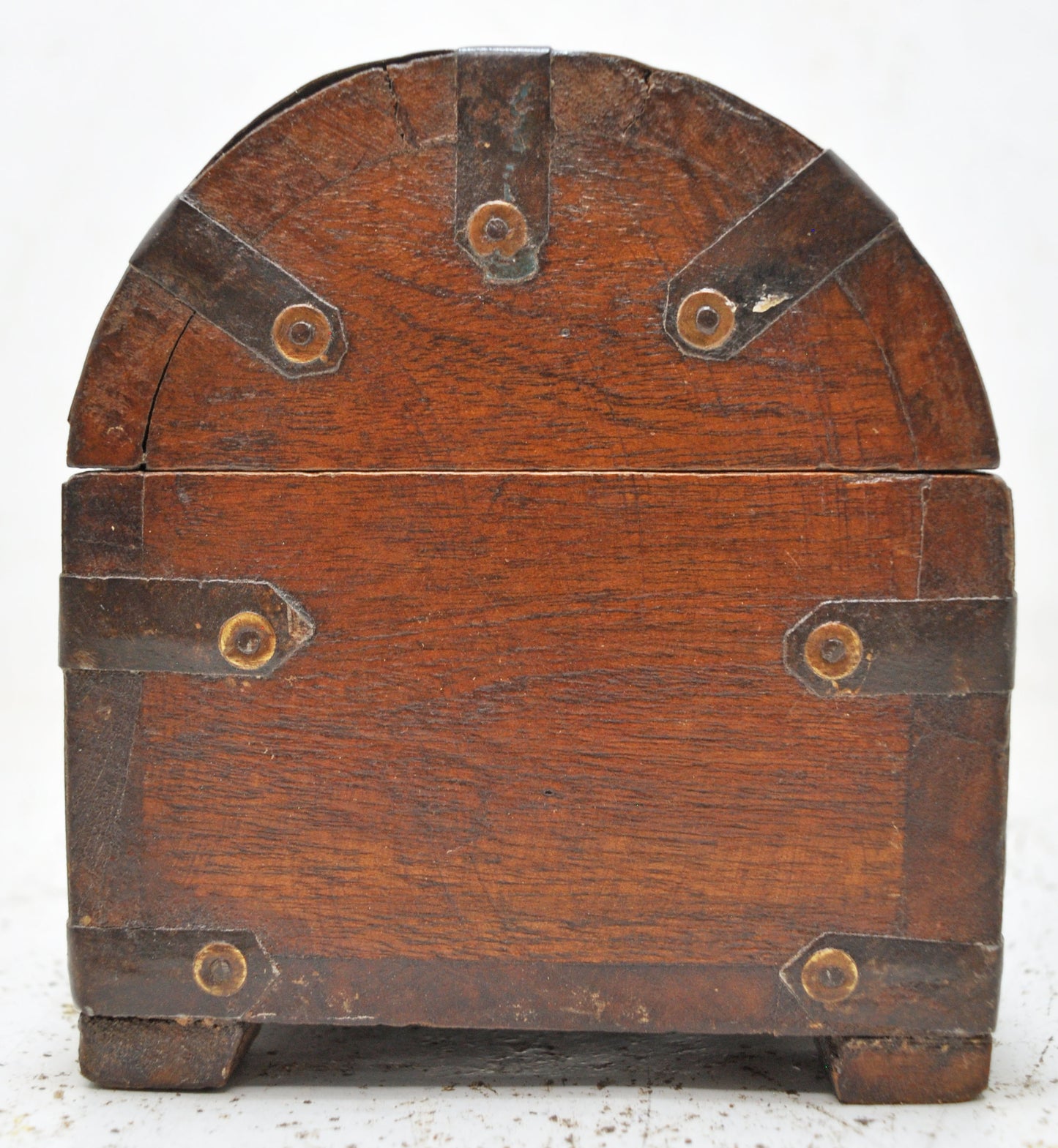 Vintage Wooden Half Round Shaped Storage Box Original Old Hand Crafted