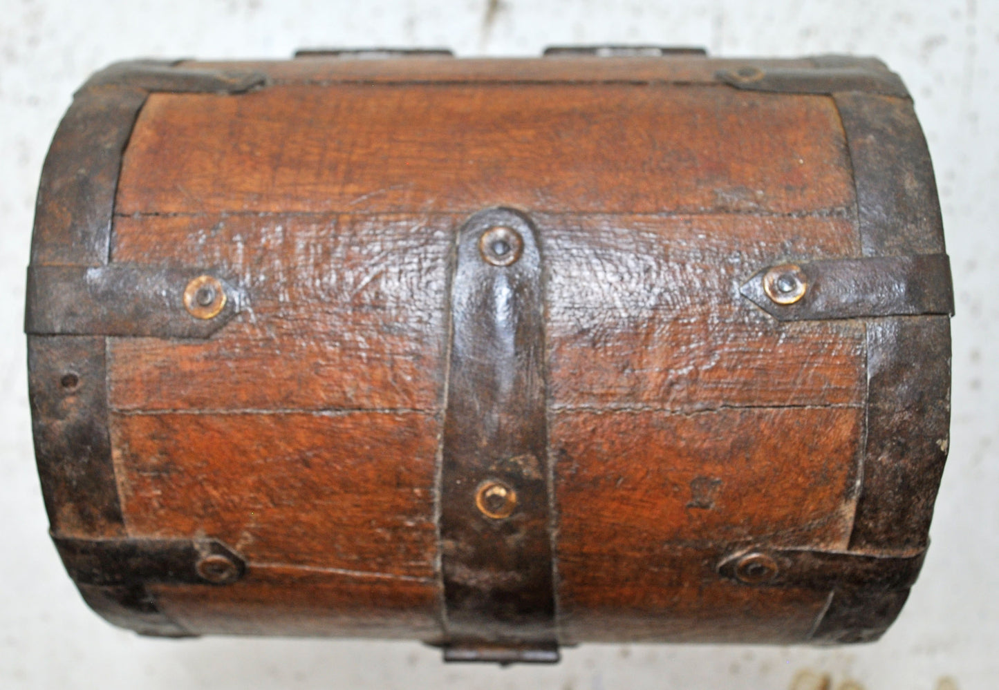 Vintage Wooden Half Round Shaped Storage Box Original Old Hand Crafted