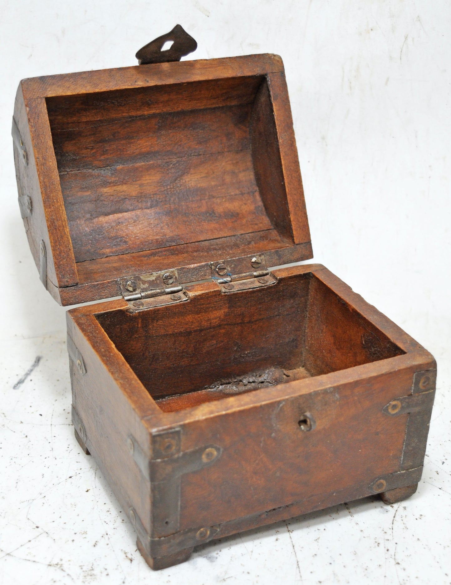 Vintage Wooden Half Round Shaped Storage Box Original Old Hand Crafted