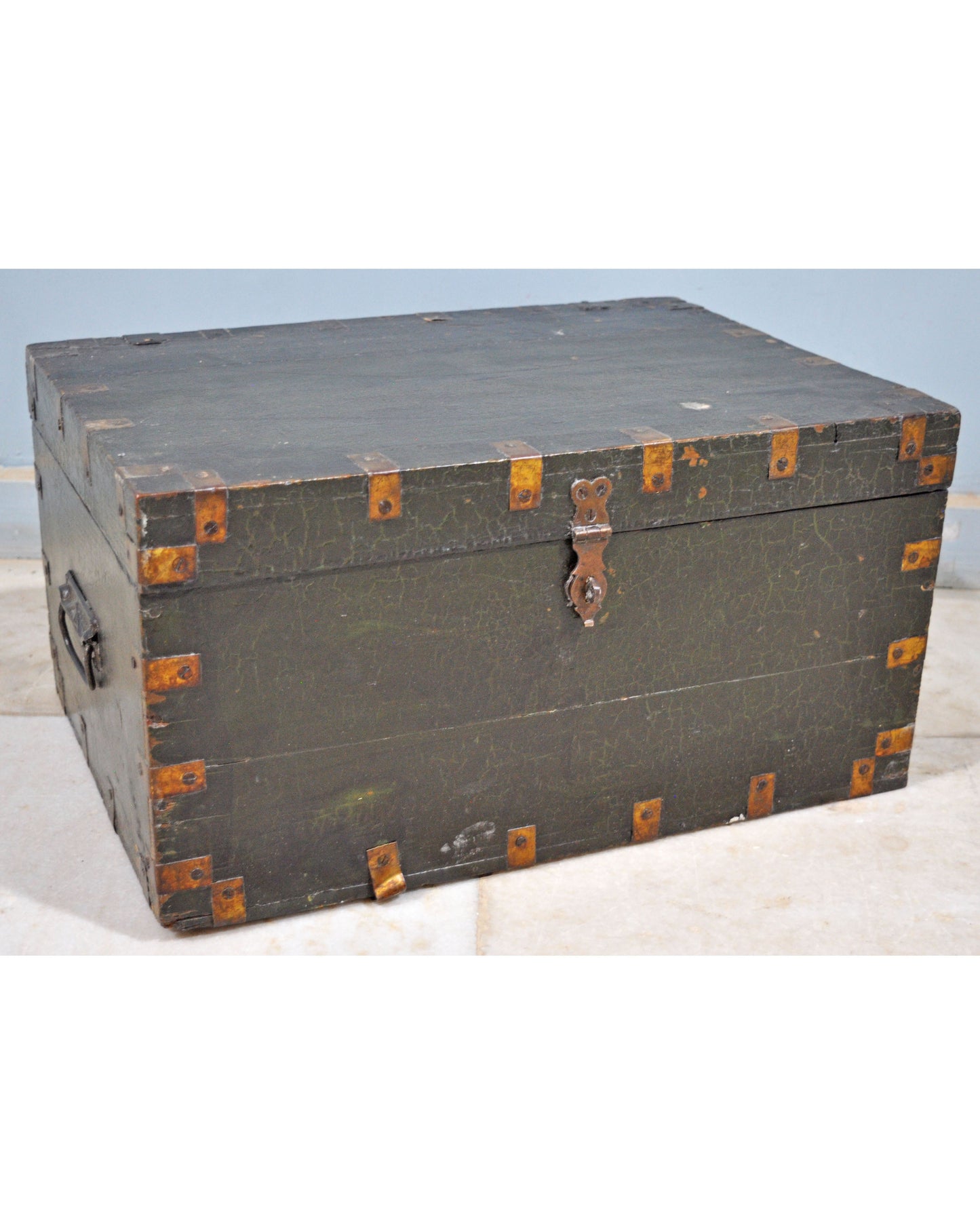 Antique Wooden Large Merchants Cash Money Box Original Old Hand Crafted Brass