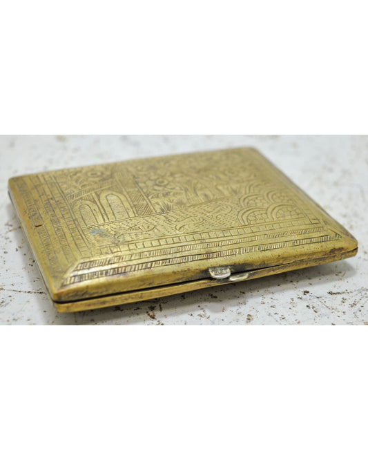 Antique Brass Small Paper Money Box Original Old Hand Crafted Engraved