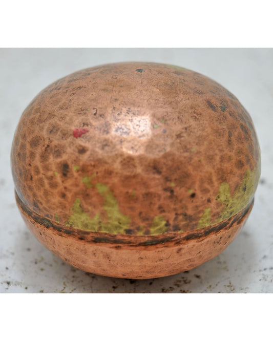 Antique Copper Round Kum Kum Powder Tika Box Original Old Hand Crafted
