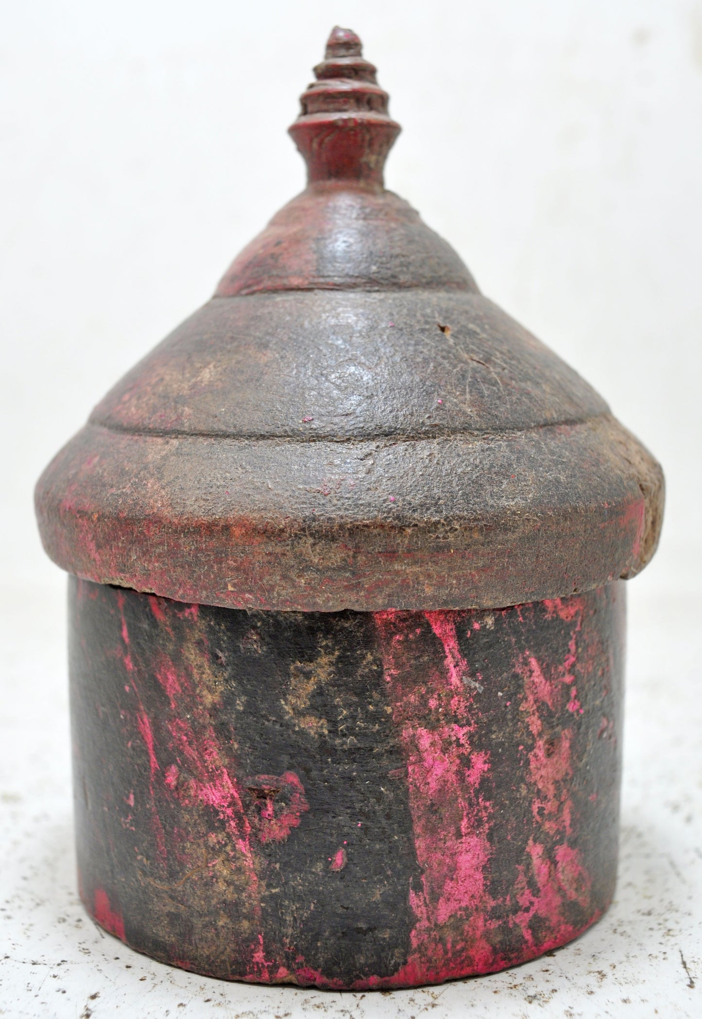 Antique Wooden Kum Kum Powder Tika Box Original Old Hand Crafted Lacquer Painted