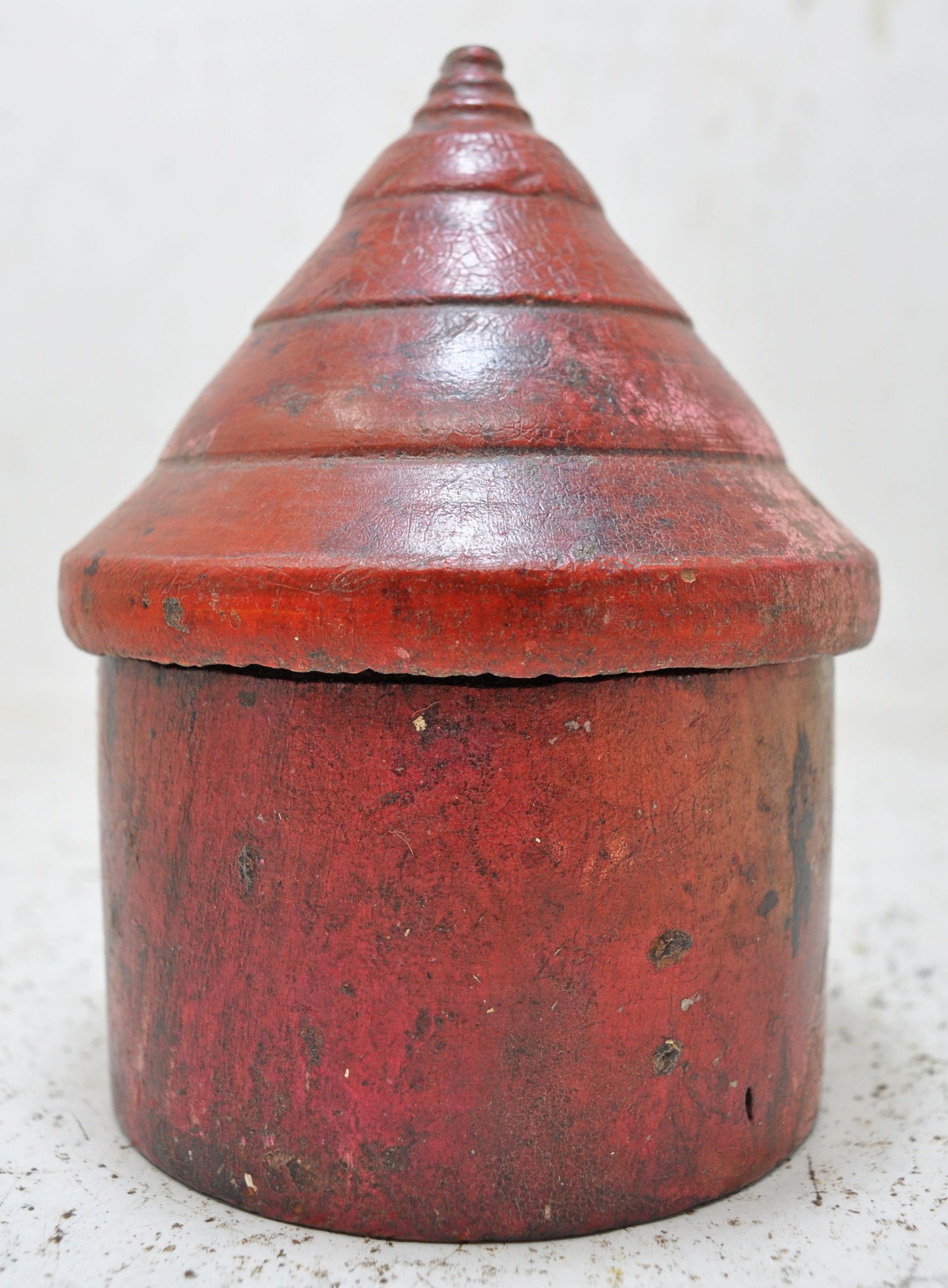 Antique Wooden Kum Kum Powder Tika Box Original Old Hand Crafted Lacquer Painted