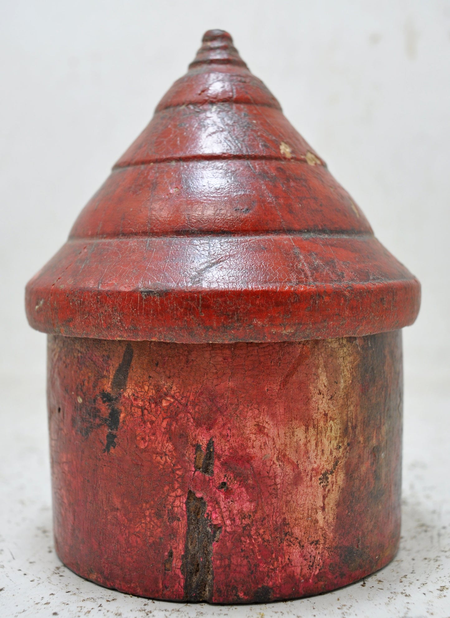 Antique Wooden Kum Kum Powder Tika Box Original Old Hand Crafted Lacquer Painted