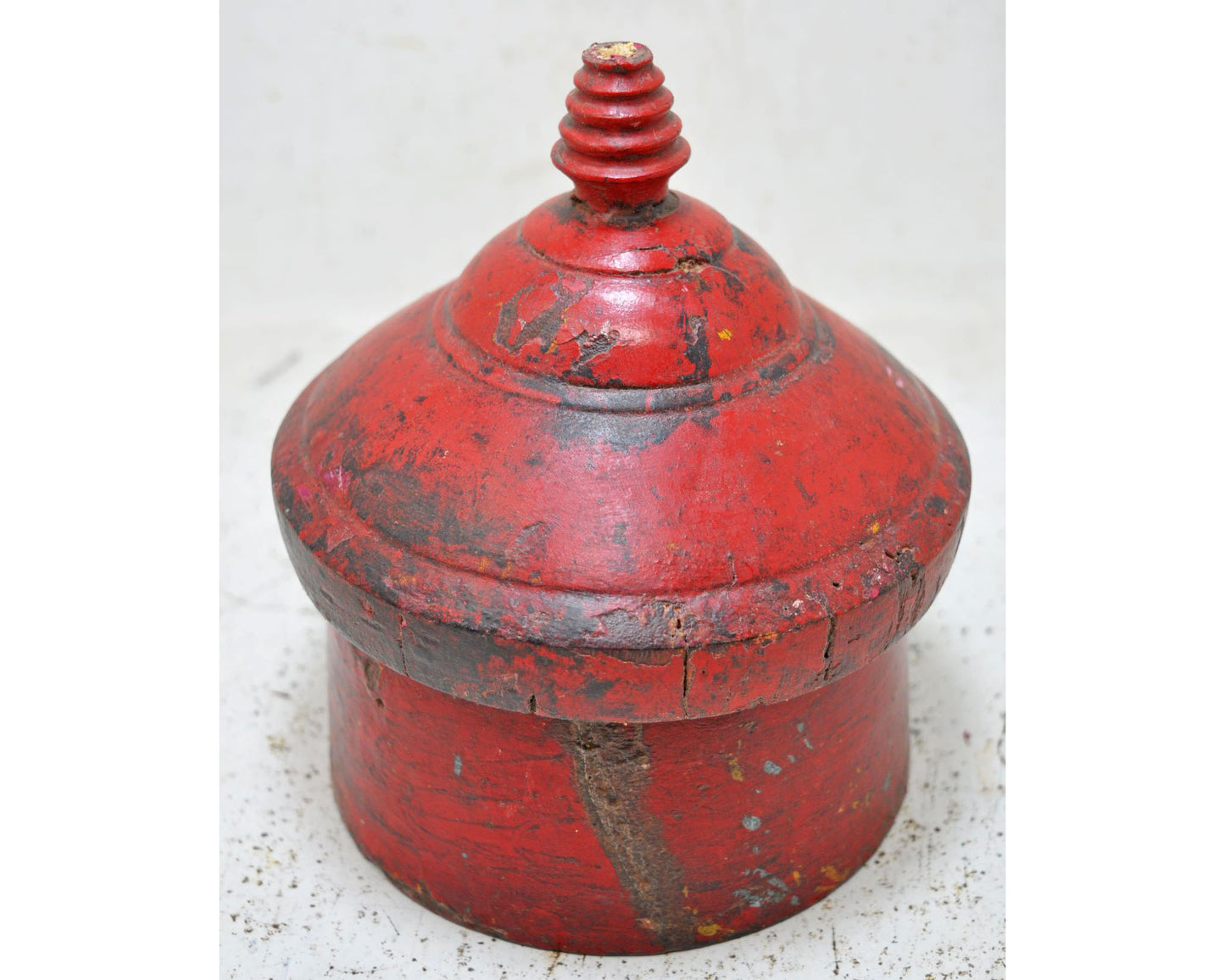 Antique Wooden Kum Kum Powder Tika Box Original Old Hand Crafted Lacquer Painted