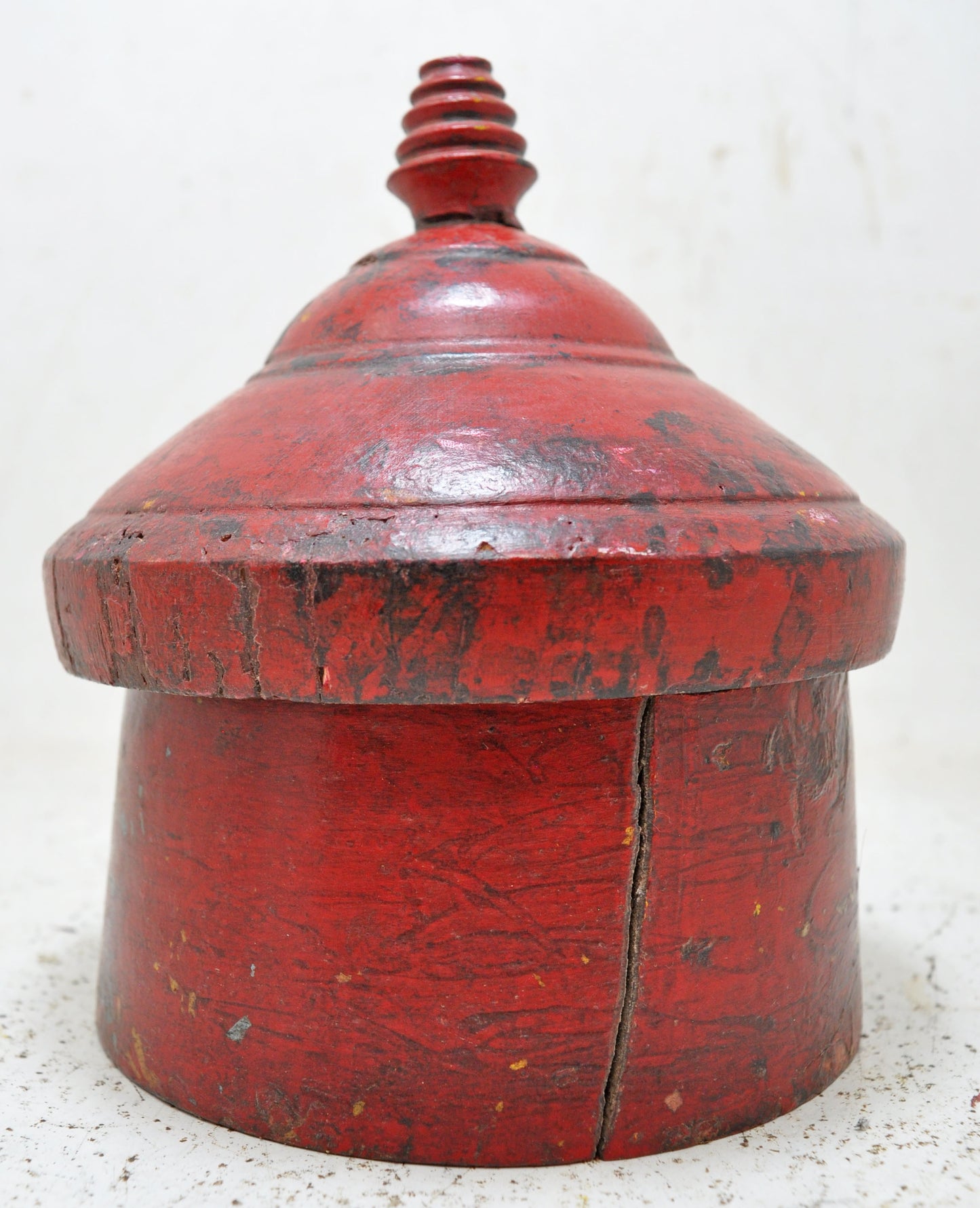 Antique Wooden Kum Kum Powder Tika Box Original Old Hand Crafted Lacquer Painted