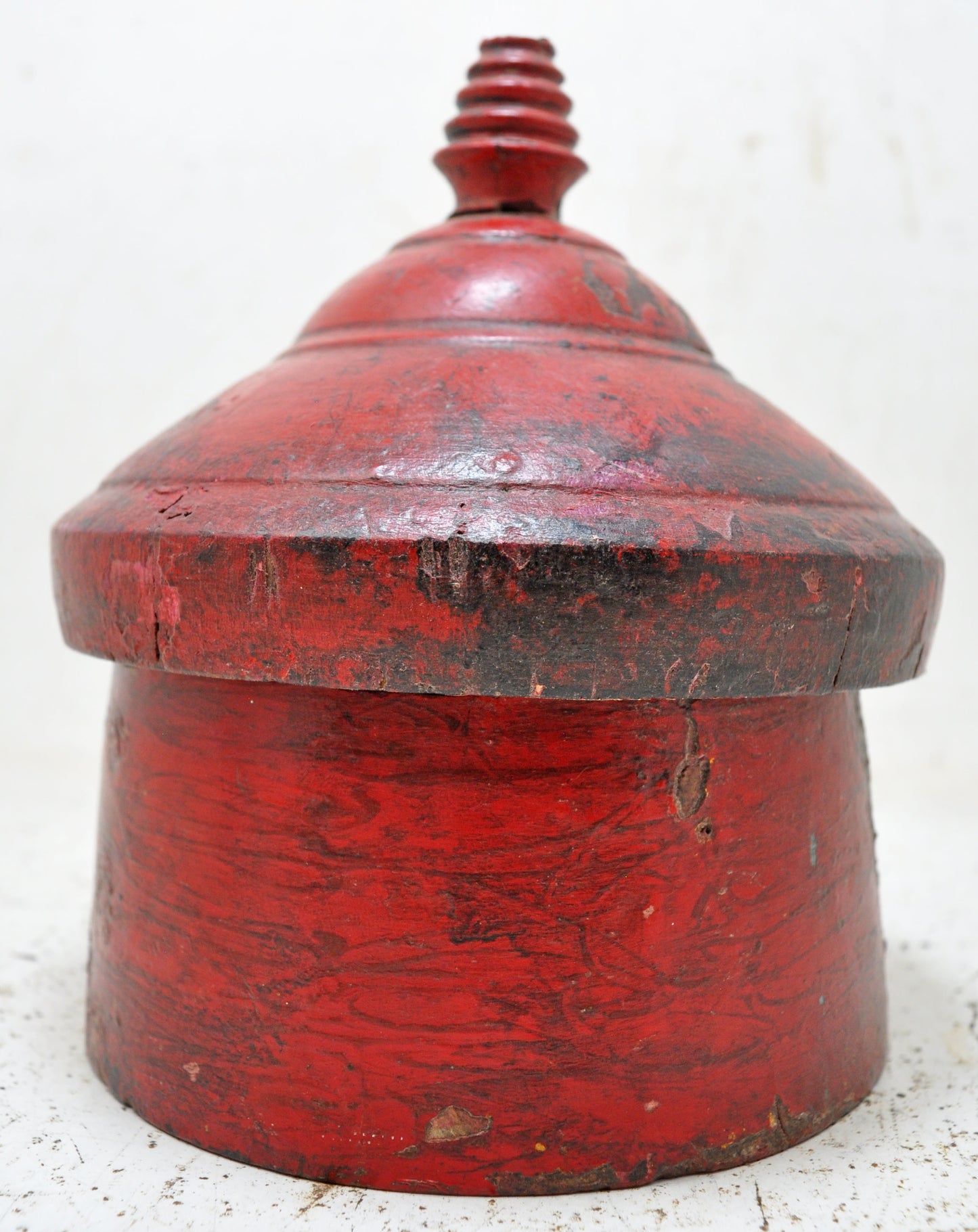 Antique Wooden Kum Kum Powder Tika Box Original Old Hand Crafted Lacquer Painted