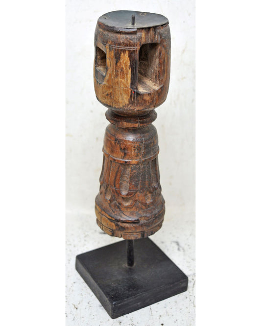 Antique Wooden Paga Leg Candle Holder Stand Original Old Hand Carved