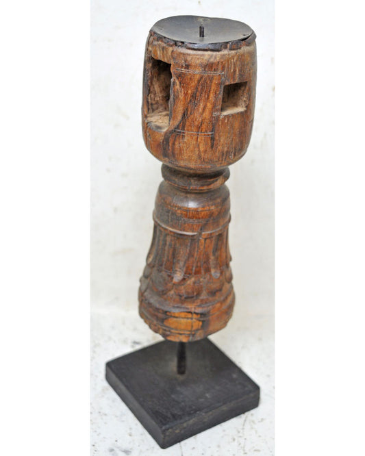 Antique Wooden Paga Leg Candle Holder Stand Original Old Hand Carved