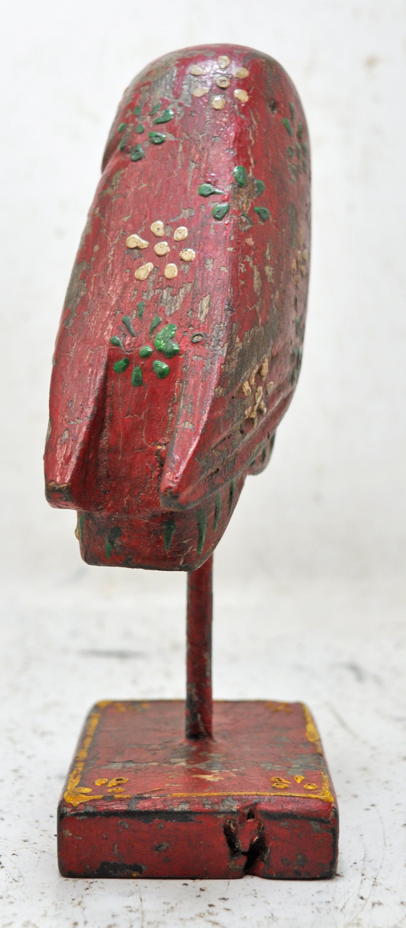 Vintage Wooden Owl Bird Figurine Original Old Hand Carved New Painted