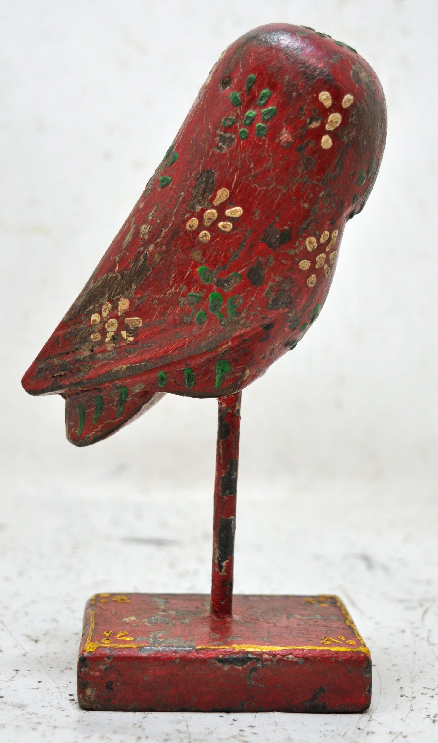 Vintage Wooden Owl Bird Figurine Original Old Hand Carved New Painted