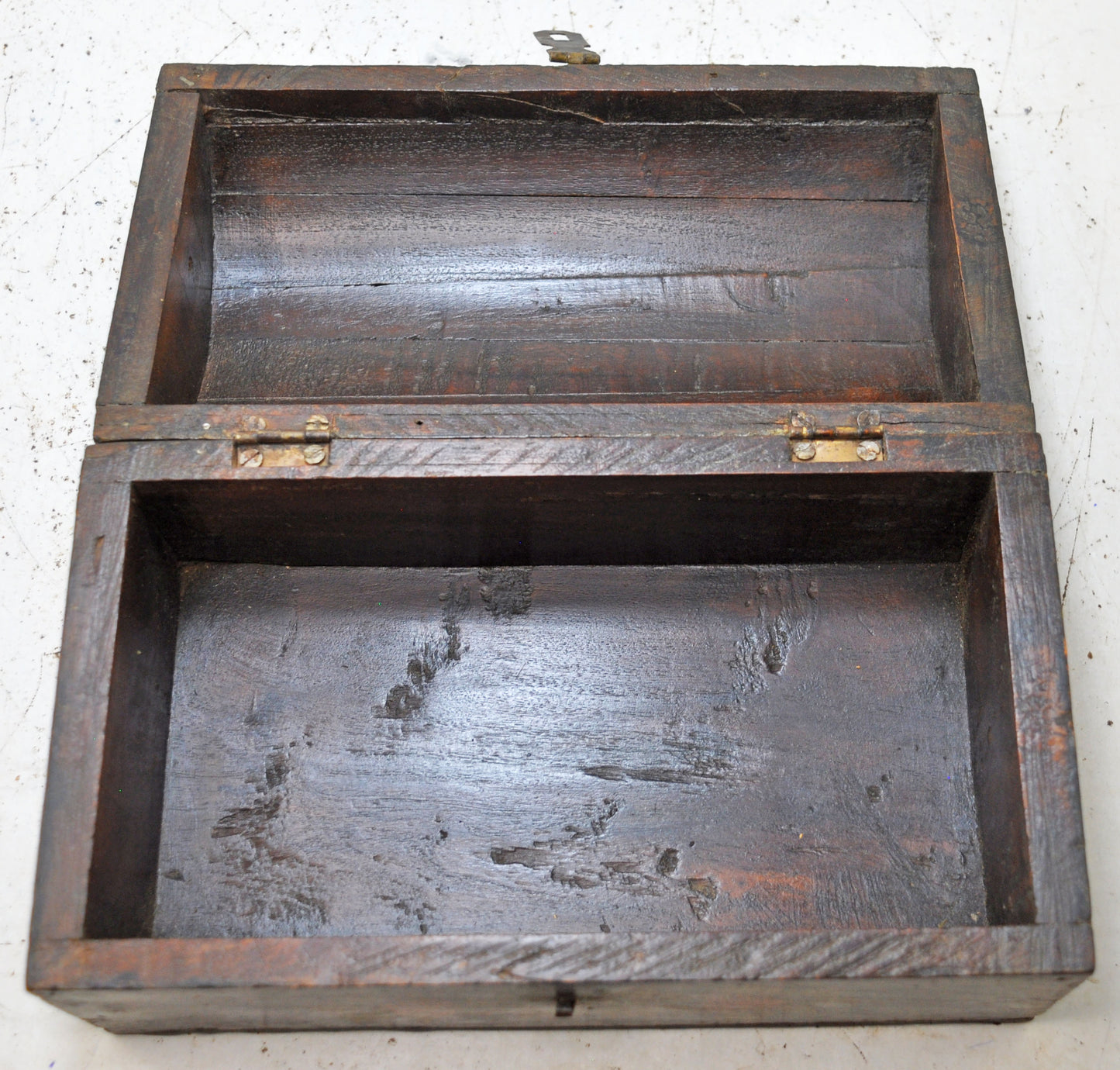 Vintage Wooden Half Round Small Jewellery Storage Box Original Old Painted