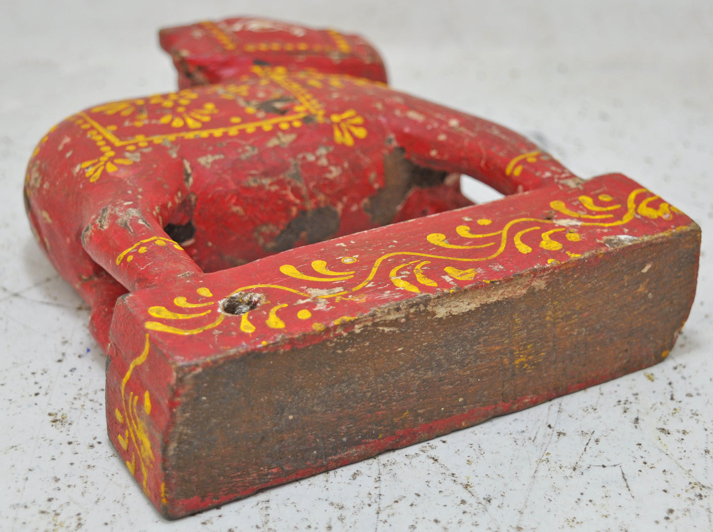 Antique Wooden Holy Cow Nandi Figurine Original Old Hand Carved Painted