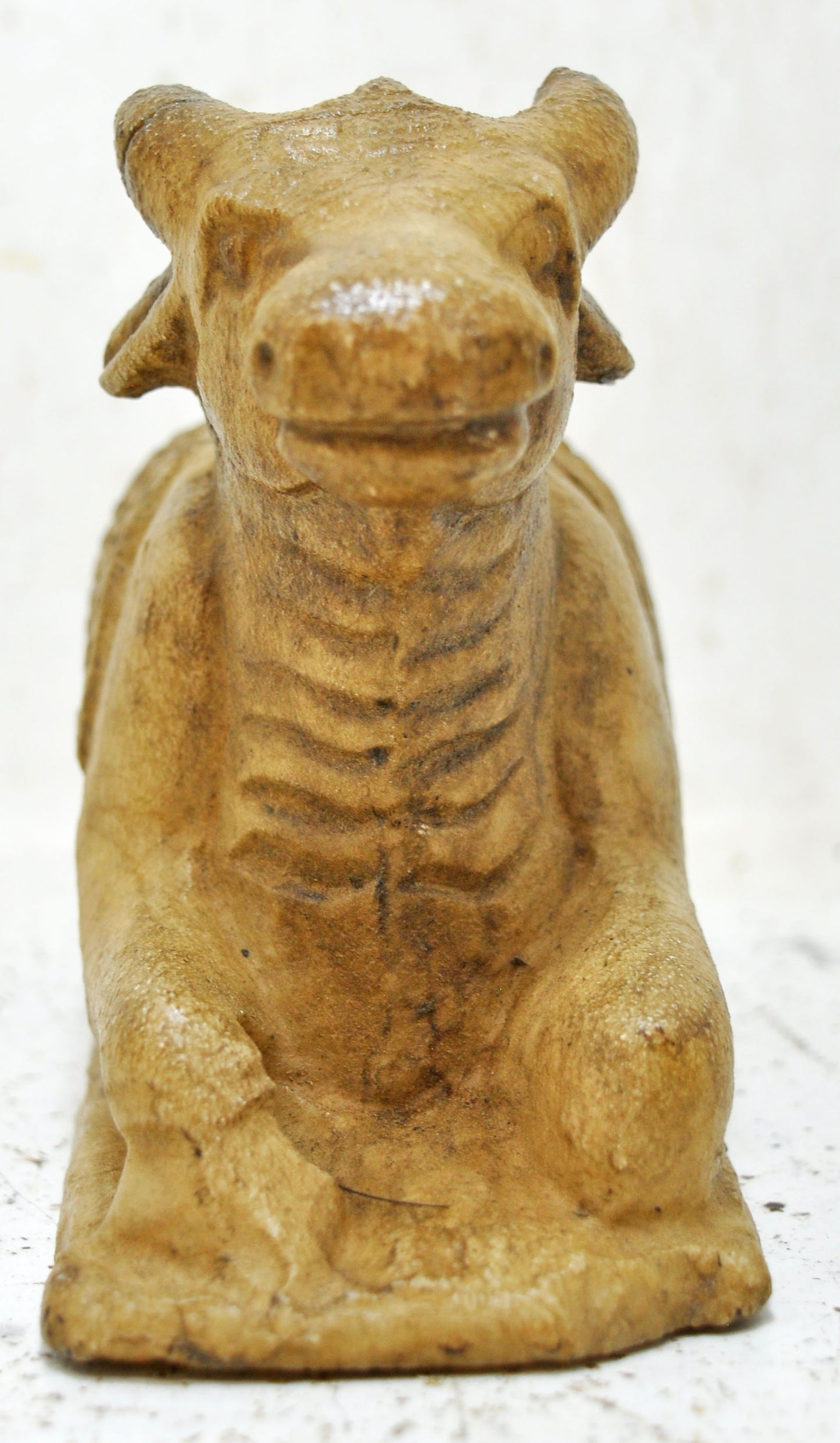 Antique White Marble Holy Cow Nandi Idol Figurine Original Old Fine Hand Carved