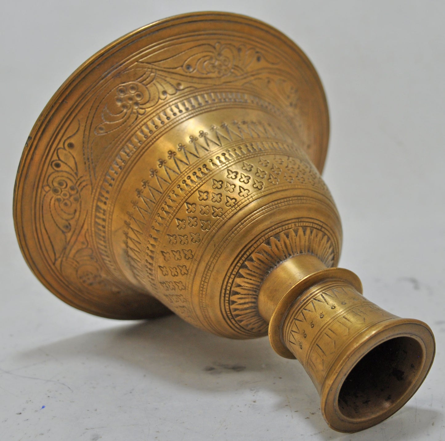 Antique Brass Hookah Base Pot Original Old Very Fine Quality Engraved