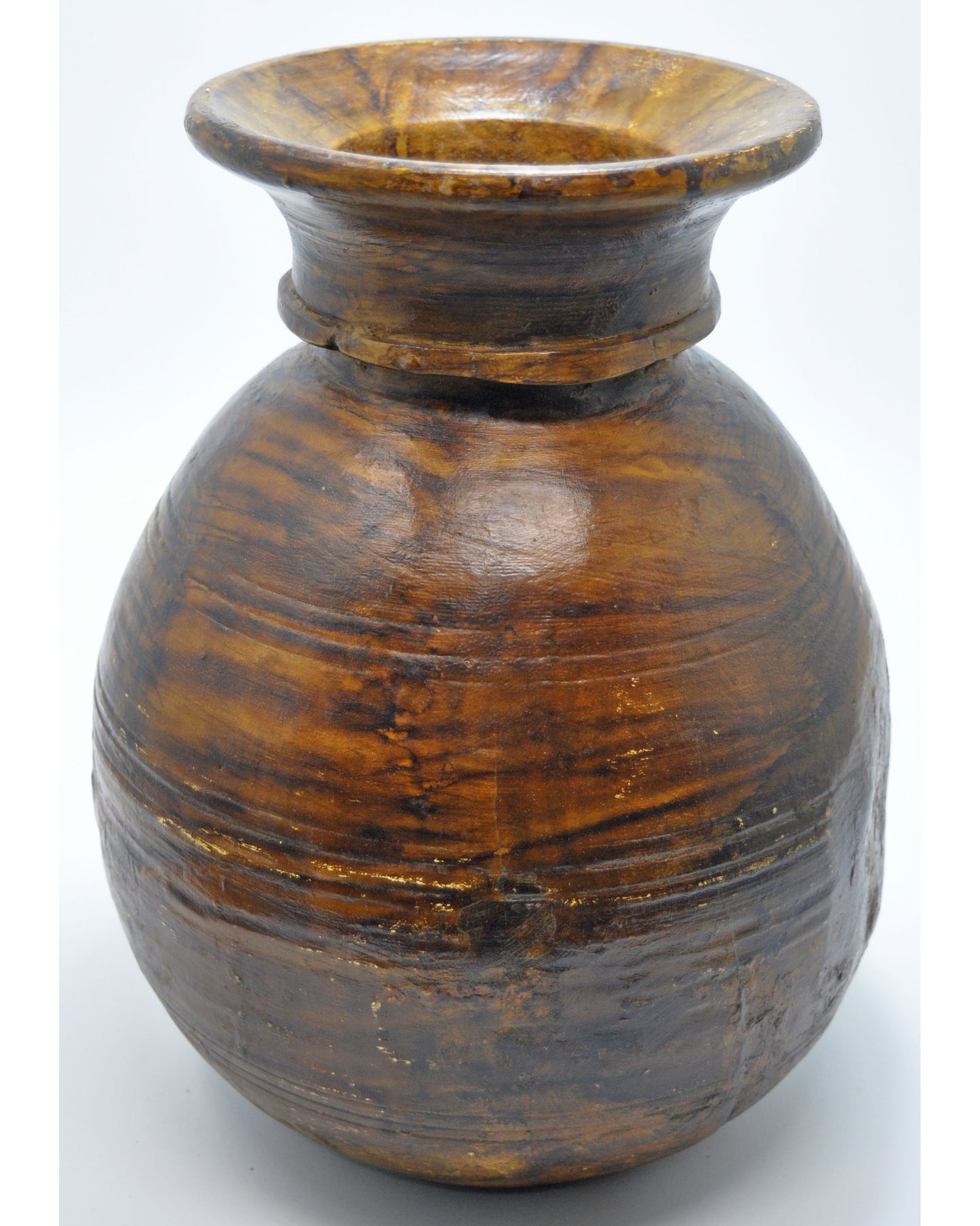 Antique Wooden Himalayan Water Matka Pot Original Old Hand Crafted