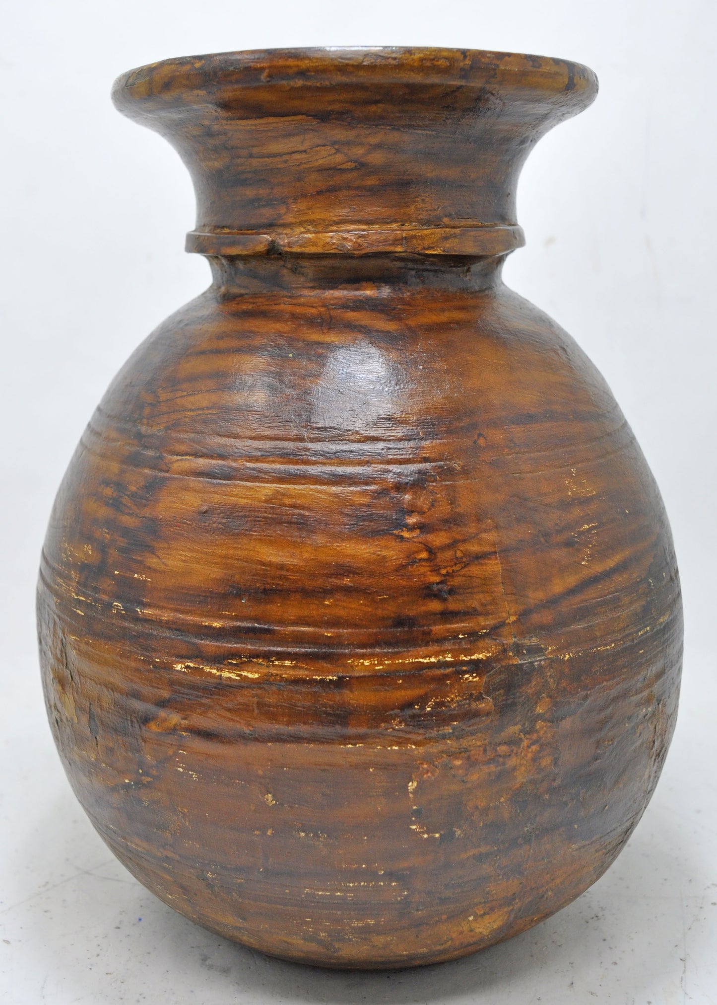 Antique Wooden Himalayan Water Matka Pot Original Old Hand Crafted