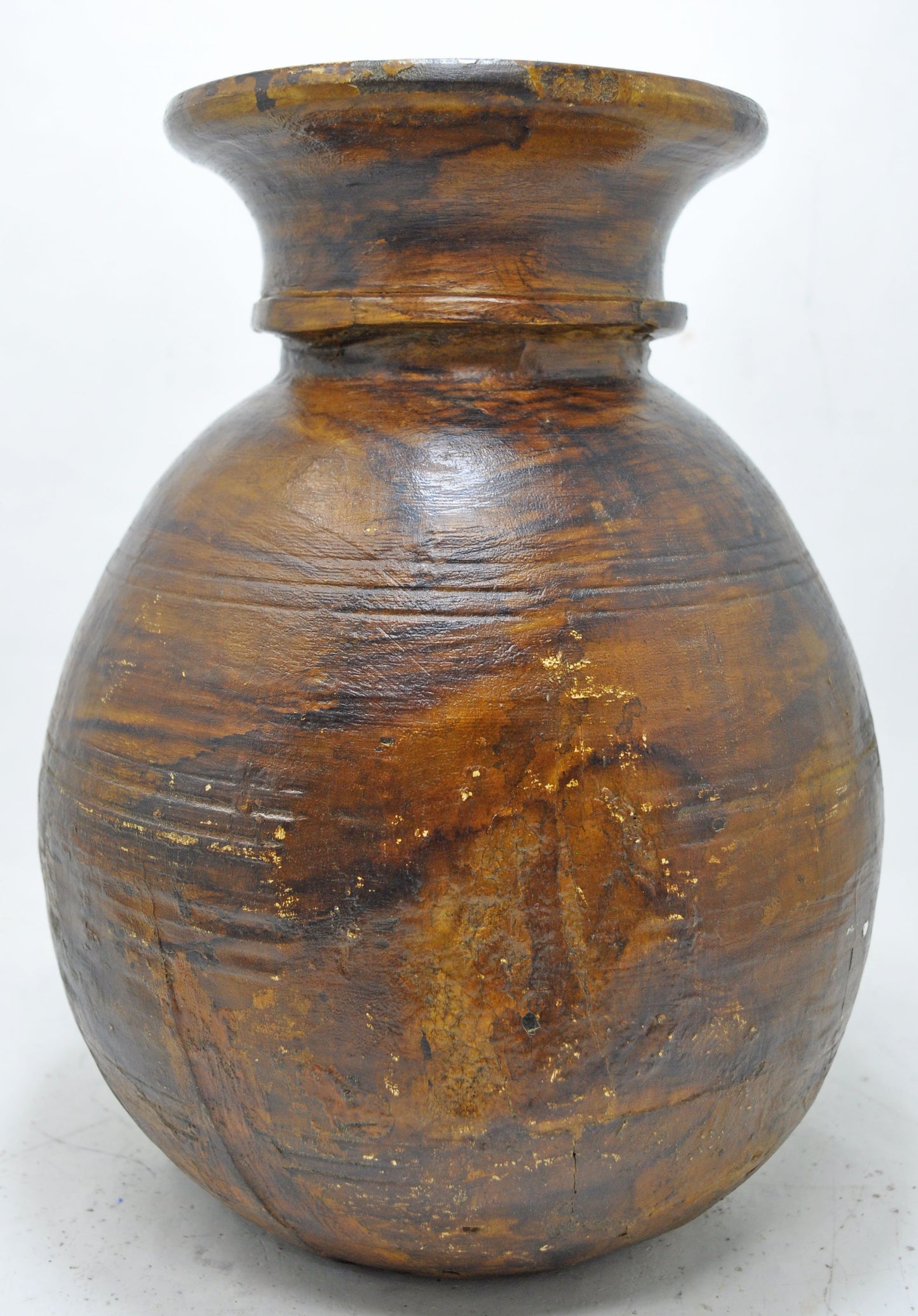 Antique Wooden Himalayan Water Matka Pot Original Old Hand Crafted