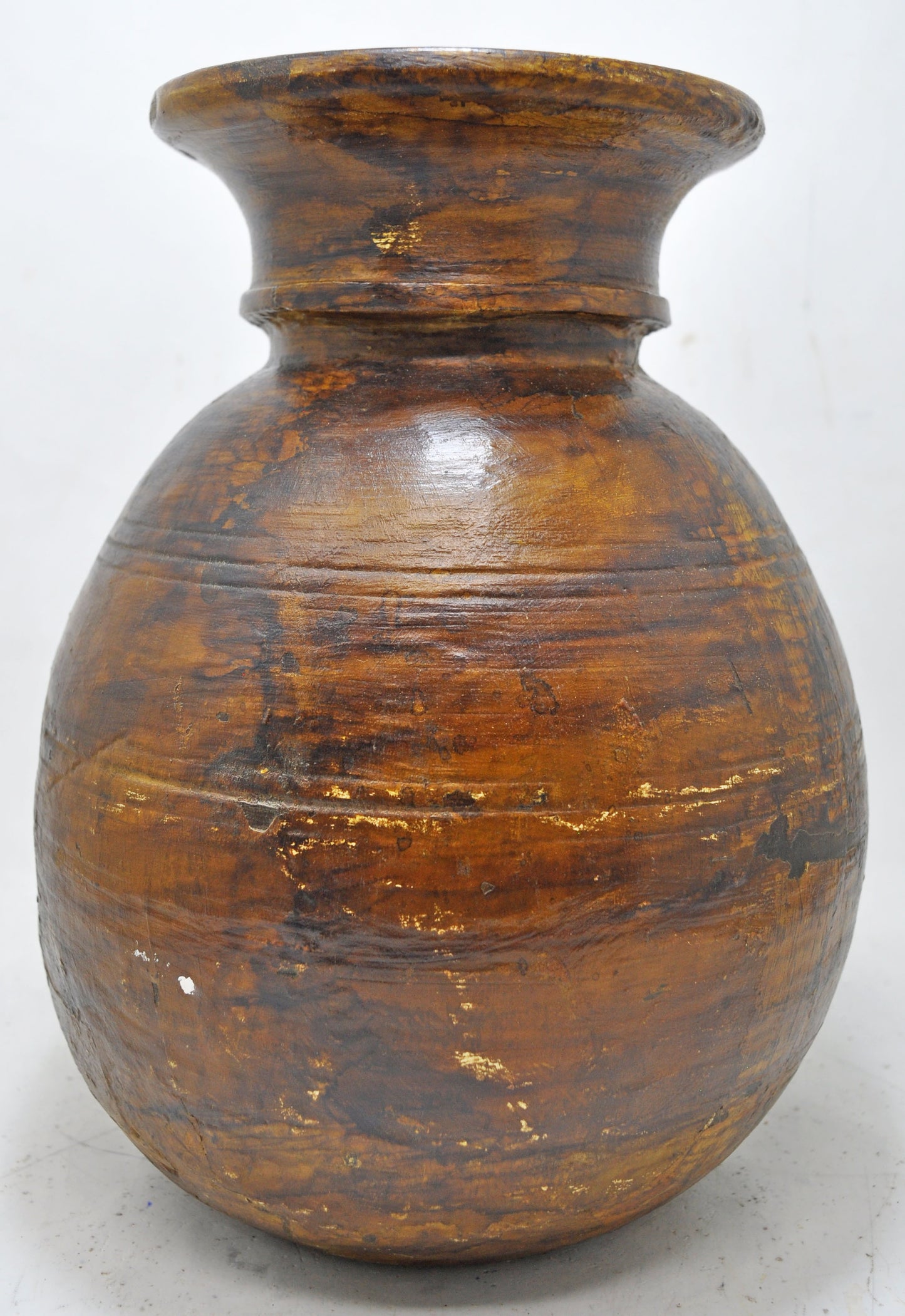 Antique Wooden Himalayan Water Matka Pot Original Old Hand Crafted