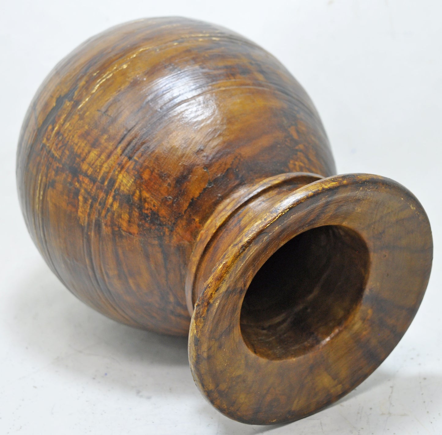 Antique Wooden Himalayan Water Matka Pot Original Old Hand Crafted