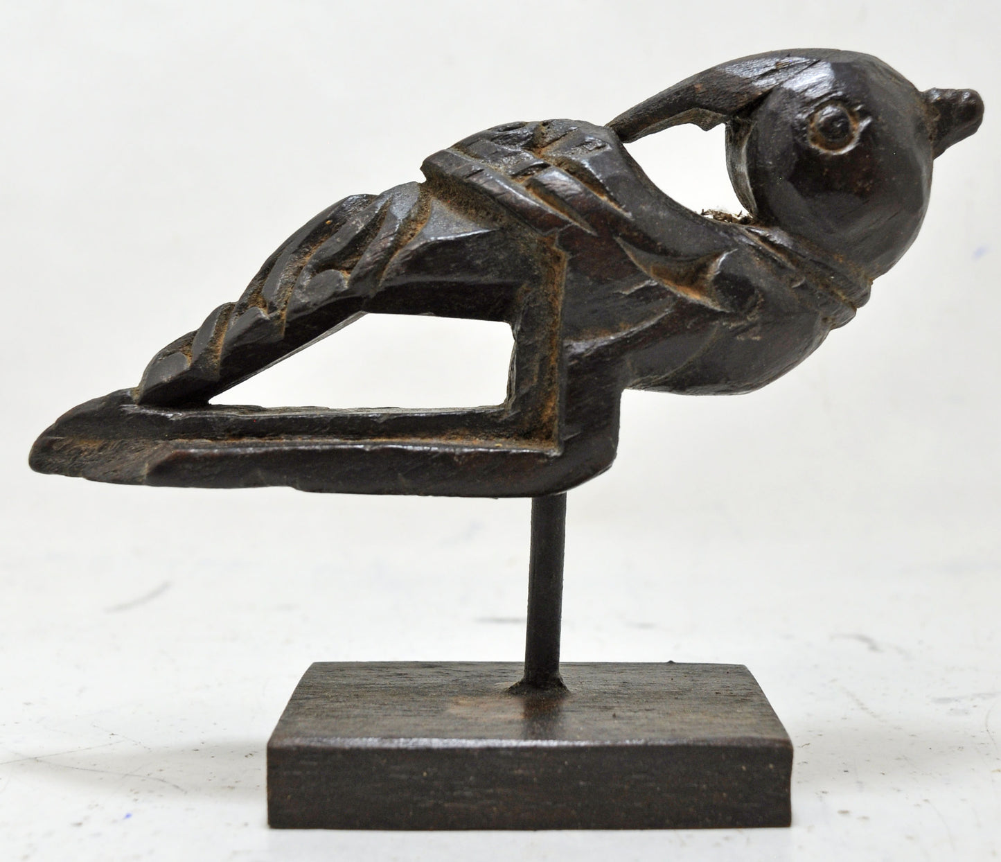 Antique Wooden Parrot Bird Figurine Original Old Hand Carved