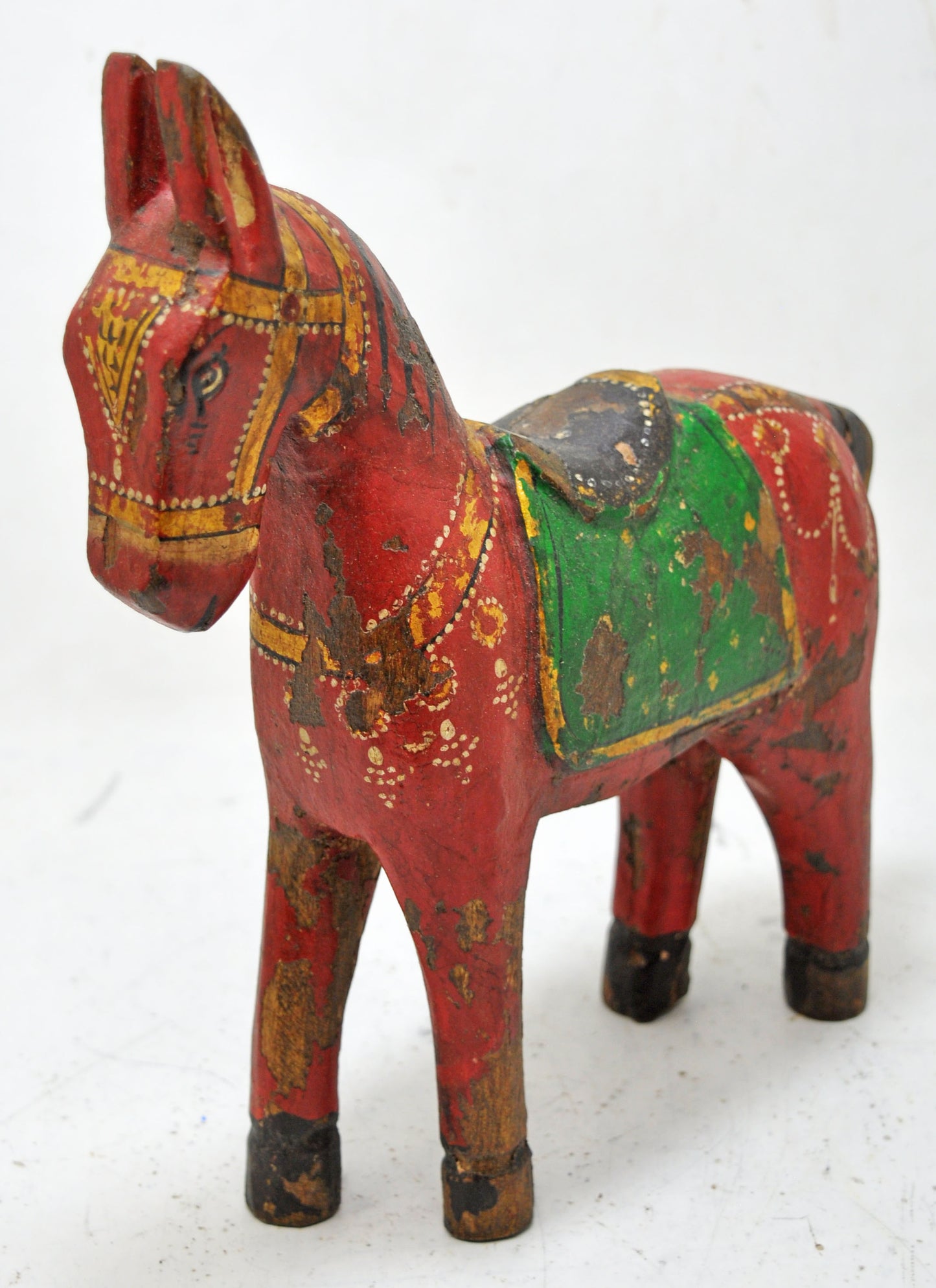 Hand Carved Wooden Standing Horse Figurine Fine Rustic Hand Painted