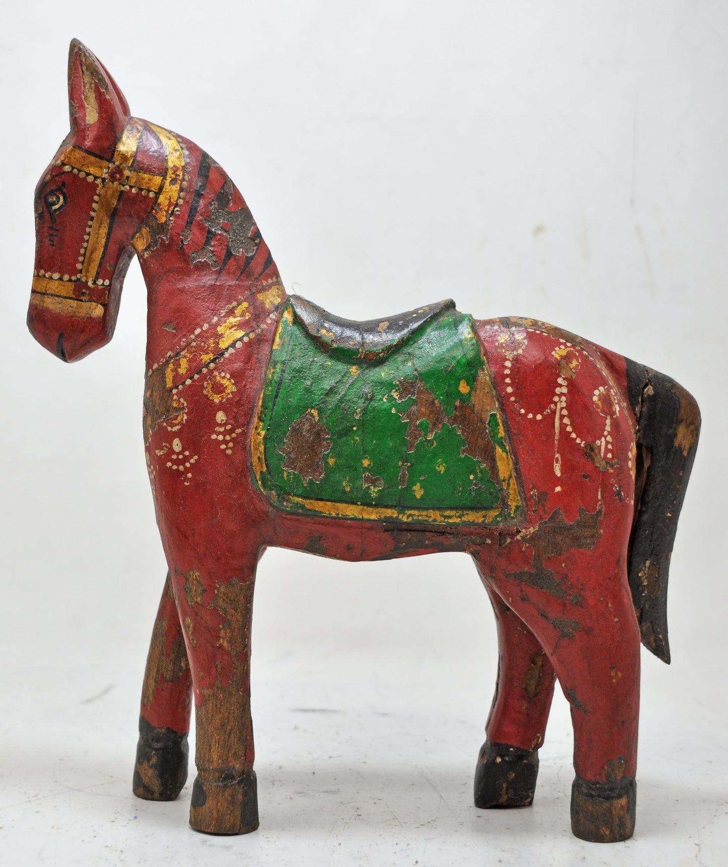 Hand Carved Wooden Standing Horse Figurine Fine Rustic Hand Painted