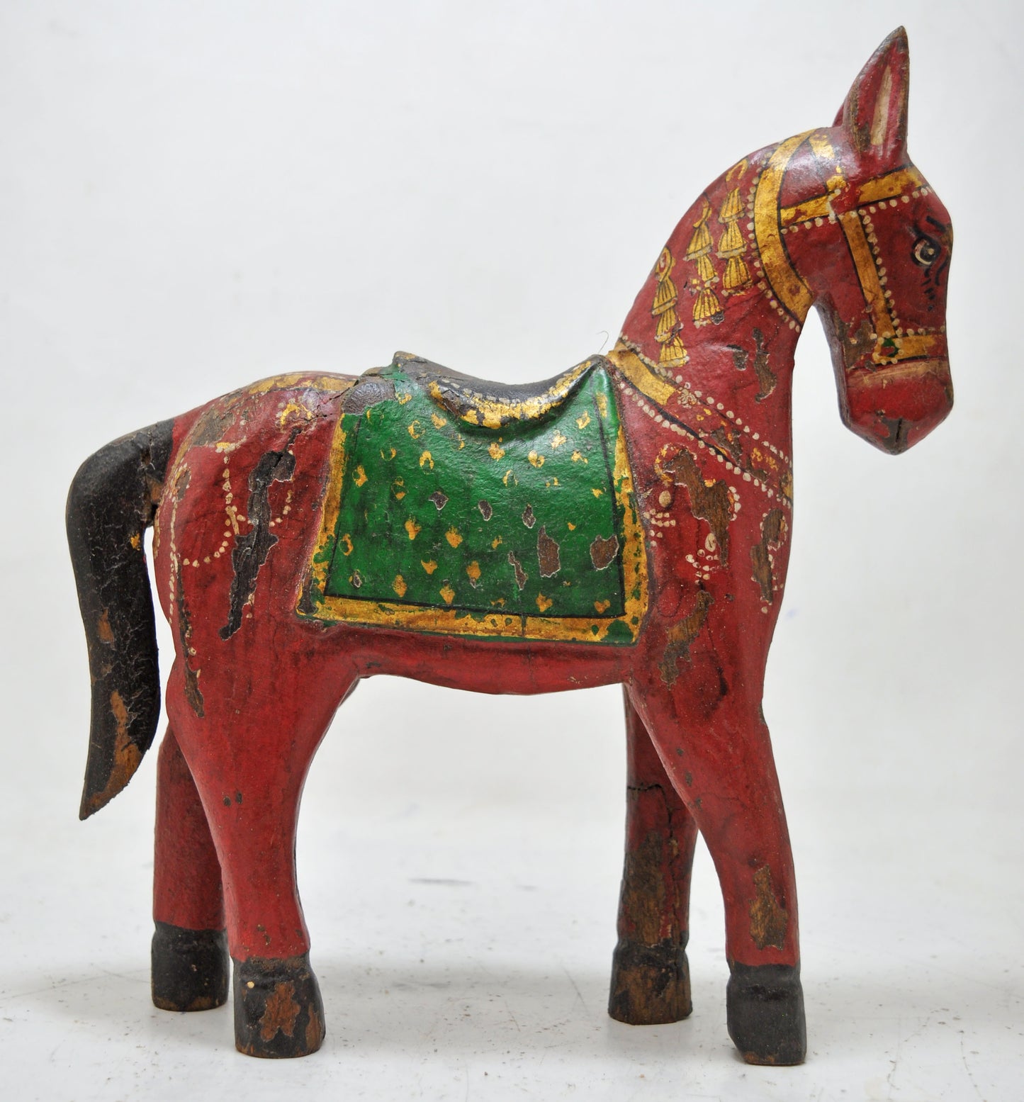 Hand Carved Wooden Standing Horse Figurine Fine Rustic Hand Painted