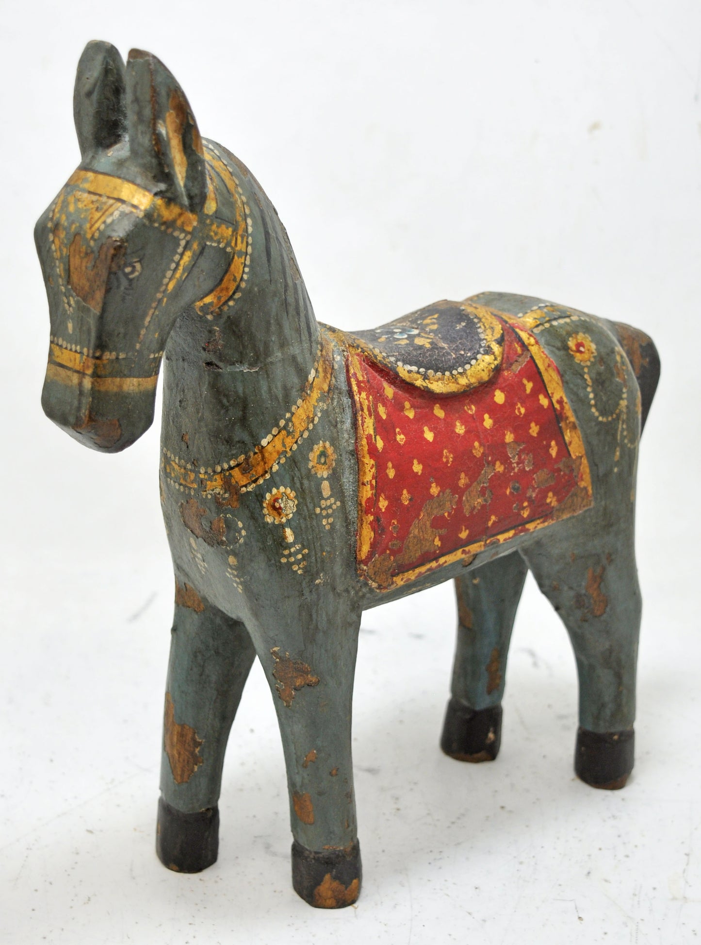 Hand Carved Wooden Standing Horse Figurine Fine Rustic Hand Painted