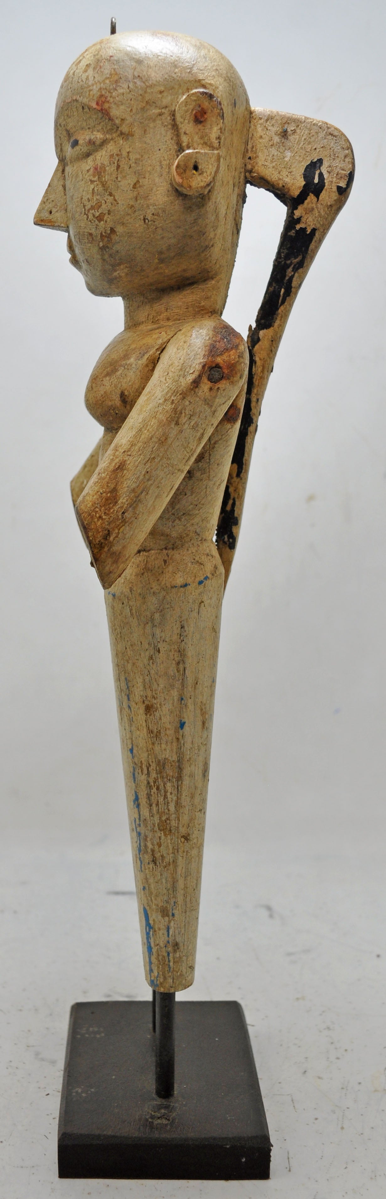 Antique Wooden Goddess Gangaur Idol Figurine Original Old Hand Carved