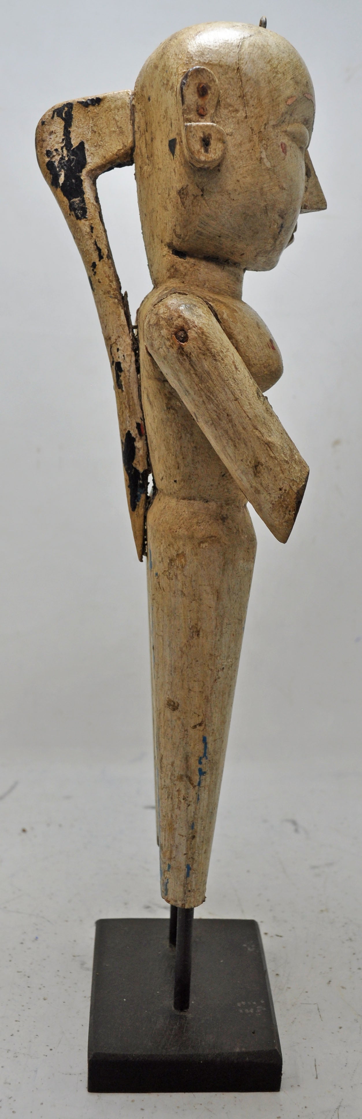 Antique Wooden Goddess Gangaur Idol Figurine Original Old Hand Carved