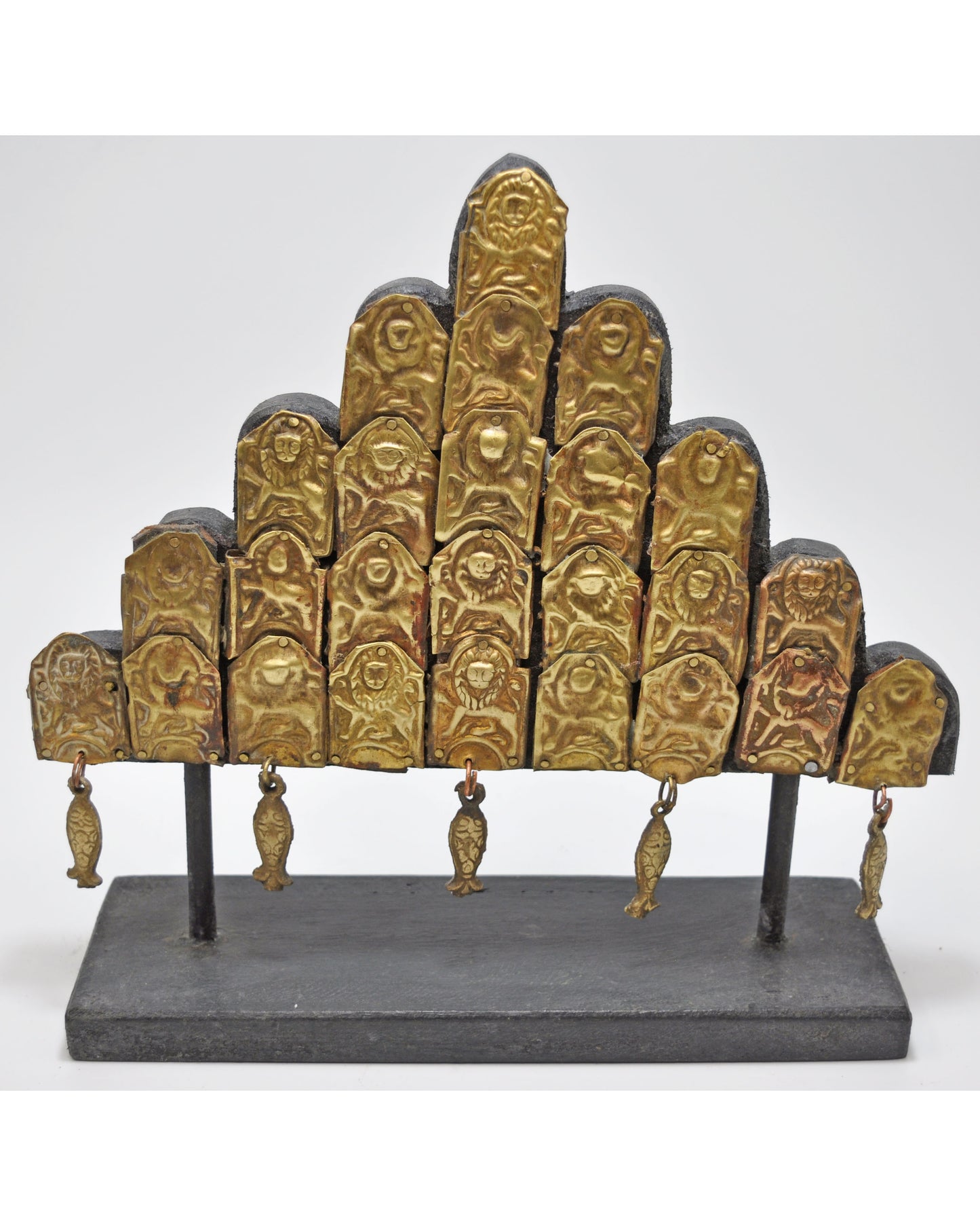 Antique Brass Horse Jewellery Panel Decoration Original Old Very Fine Embossed