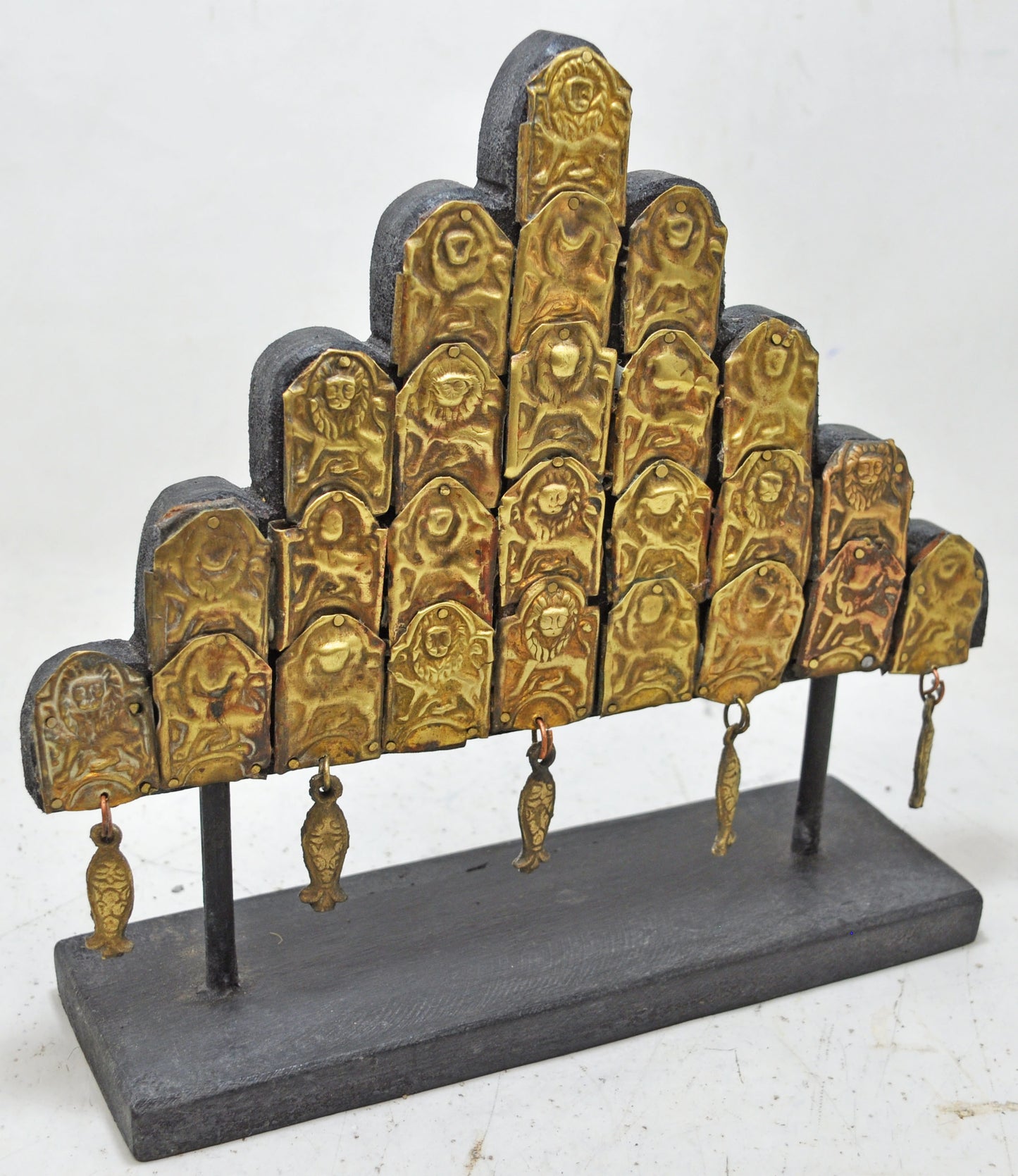 Antique Brass Horse Jewellery Panel Decoration Original Old Very Fine Embossed