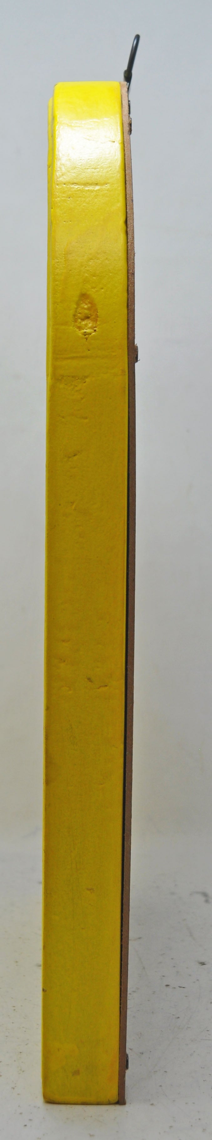 Hand Carved Wooden Arch Shape Wall Décor Window Mirror Frame Glossy Yellow