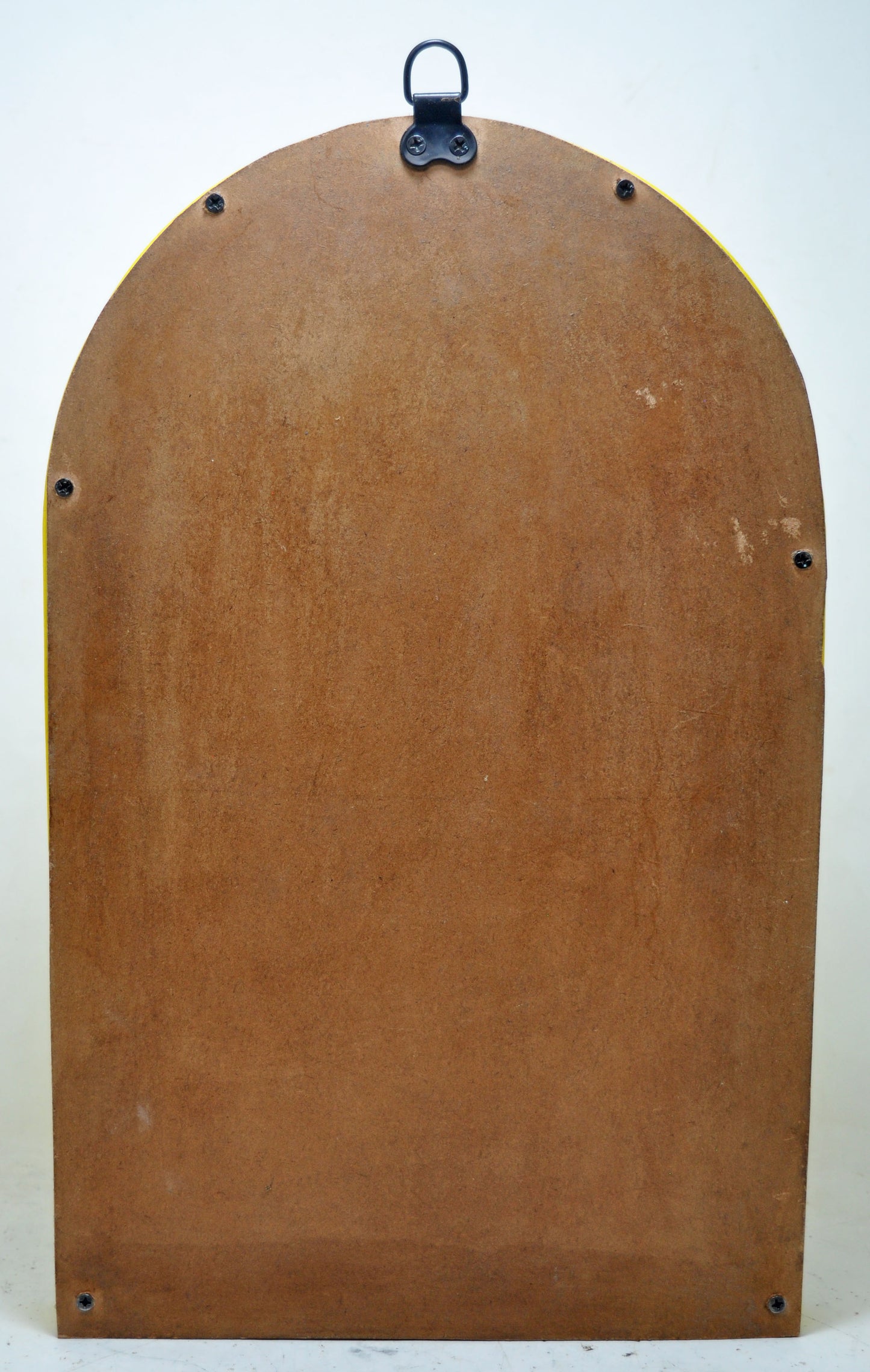 Hand Carved Wooden Arch Shape Wall Décor Window Mirror Frame Glossy Yellow